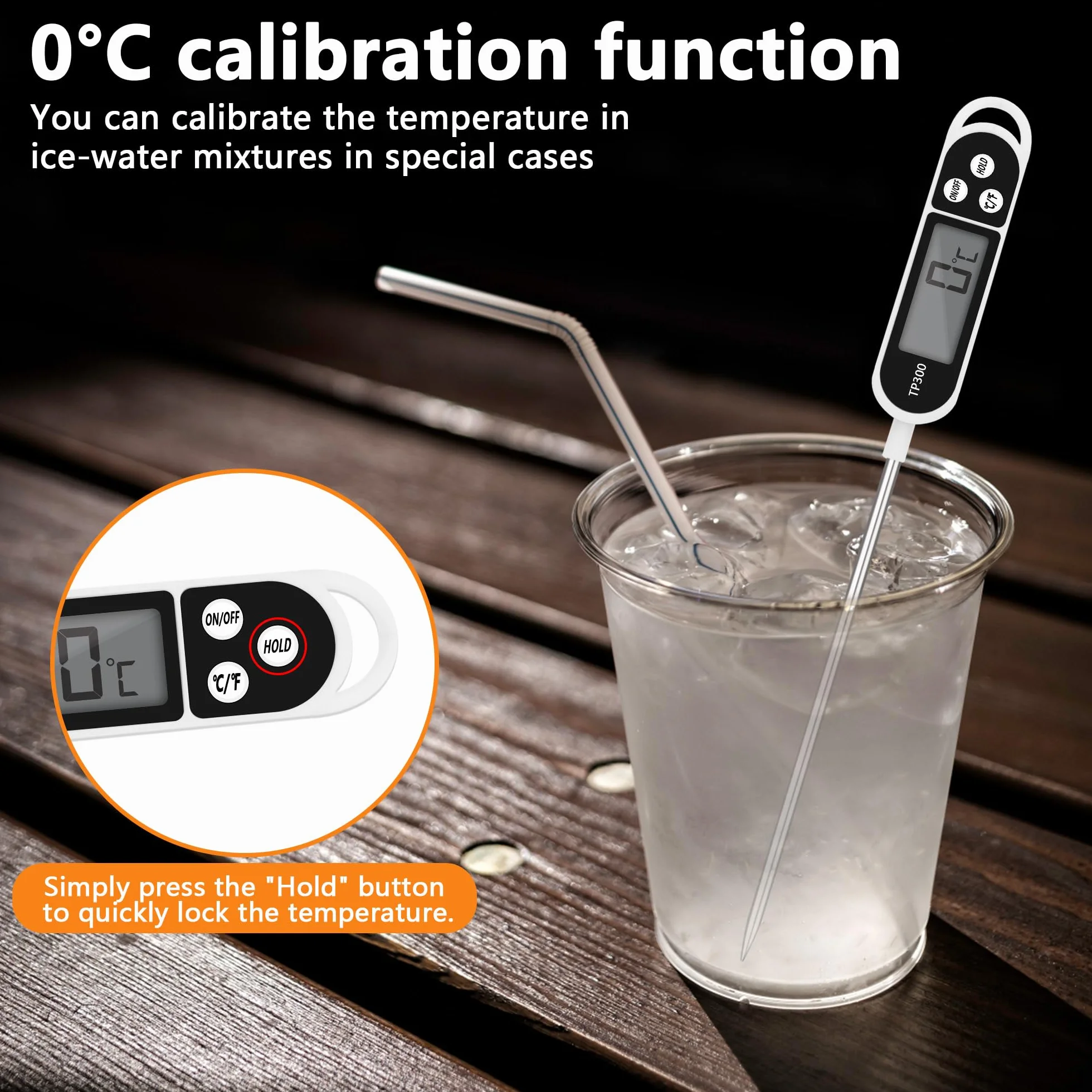 Cyfrowy termometr kuchenny, termometr kuchenny LCD z długą sondą, natychmiastowy odczyt, domowy termometr do grillowania, grillowania, mleka, mięsa, wody (-50°C do +300°C)