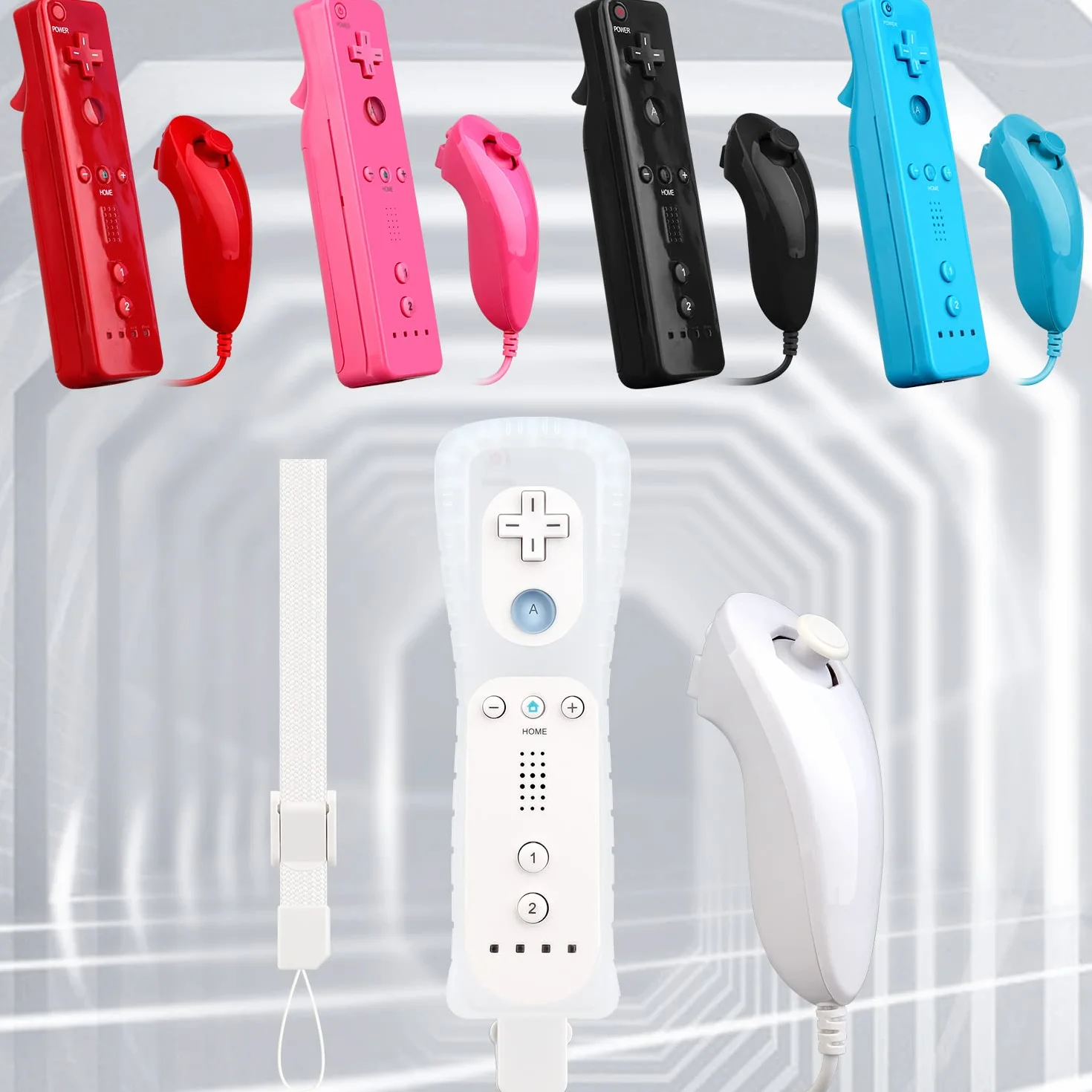 OSTENT Zdalny Sterownik Czujnika Ruchu + Przewodowy Nunchuck Combo do Konsoli Nintendo Wii - Kolor Biały