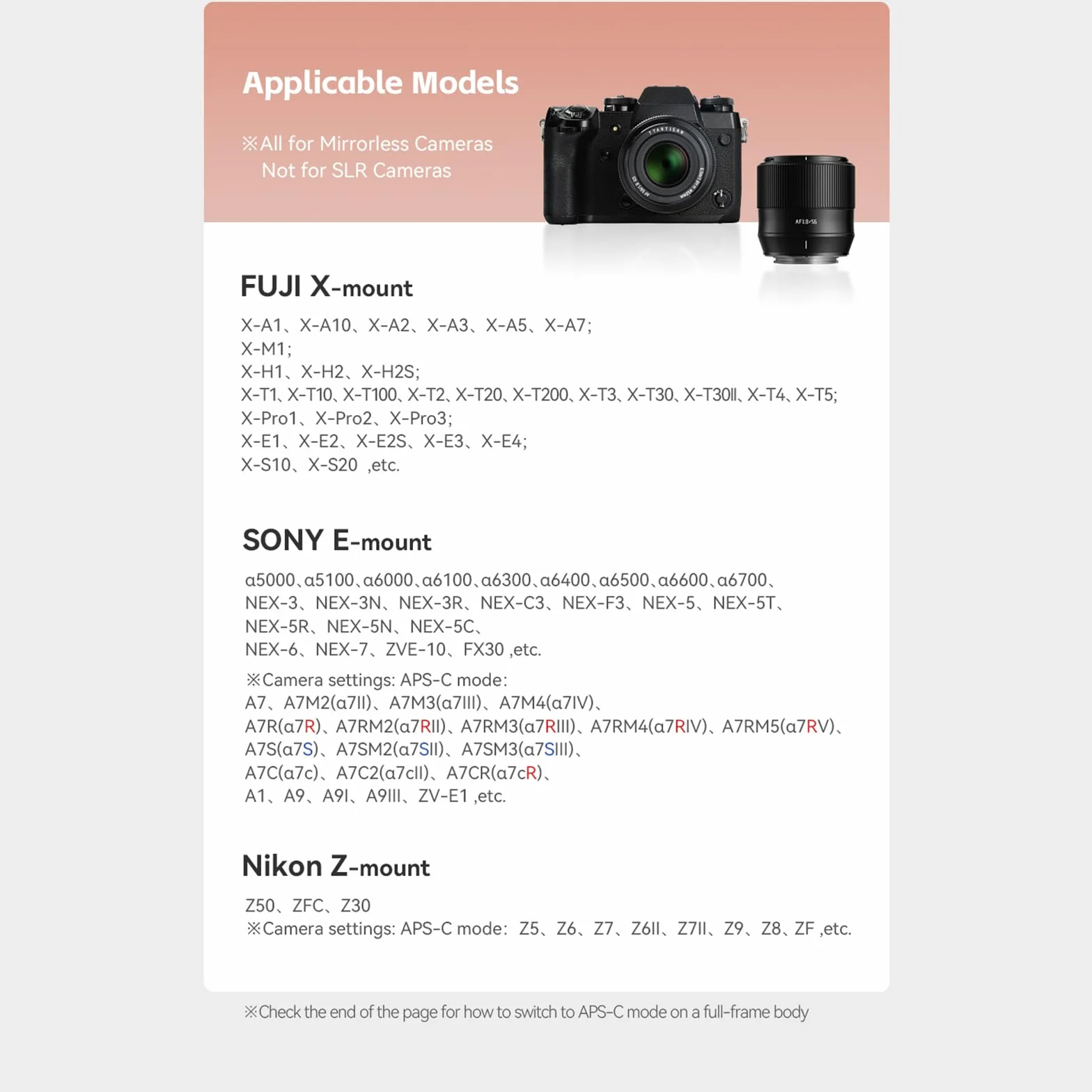 TTARTISAN Obiektyw aparatu APS-C 56 mm F1.8 z automatycznym ustawianiem ostrości do aparatu Fuji X, metalowy, lekki, obsługuje śledzenie oczu