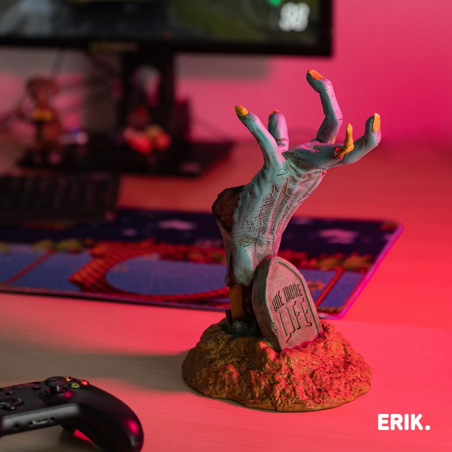 Grupo Erik Gameration One More Life Gaming Headset & Controller Holder | Phone Holder | Headphone Stand & Controller Stand For Most Controllers | Gaming Accessories For Desk | Gamer Gifts