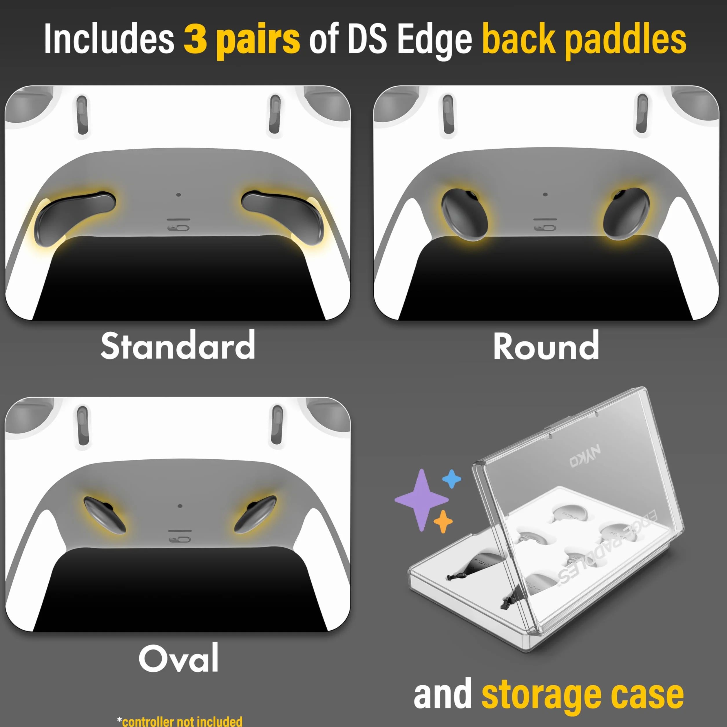 Nyko Edge Paddle metalowy zamiennik tylnego przycisku do kontrolera PS5 Dual Sense Edge 3 zestawy wymiennych wioseł etui do przechowywania