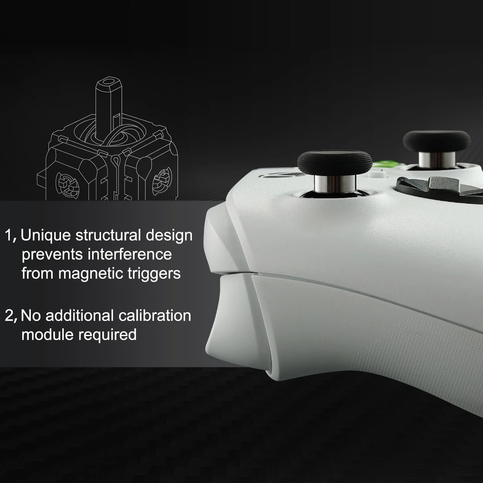 AKNES GuliKit TMR Elektromagnetyczne Joysticki do Kontrolera Xbox Series X/S, Akcesoria do wymiany drążków do Kontrolera Xbox Series X/S, Nasadki na kciuki w zestawie