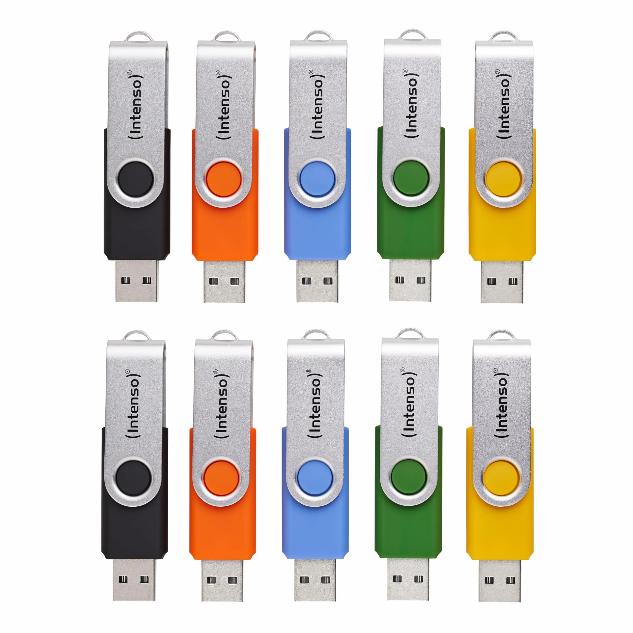 Intenso Basic Line pamięć USB, wielopak, 10 x 16 GB, USB 2.0, w zestawie etykiety z opisami, kolorowe
