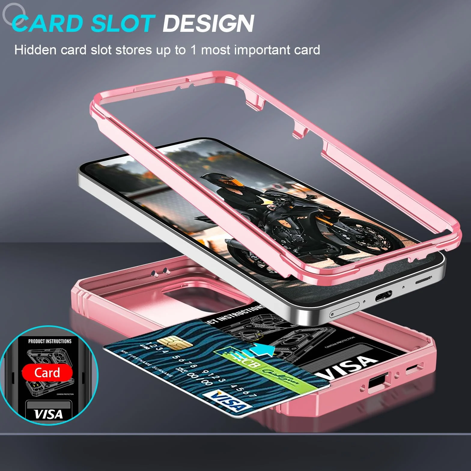 LeYi Etui do Samsung S25FE z 2 folią ze szkła hartowanego, etui do Samsung Galaxy S25 FE 5G z ochroną aparatu [Slidable] Odporny na wstrząsy pierścień 360° uchwyt TPU etui zderzak, różowe