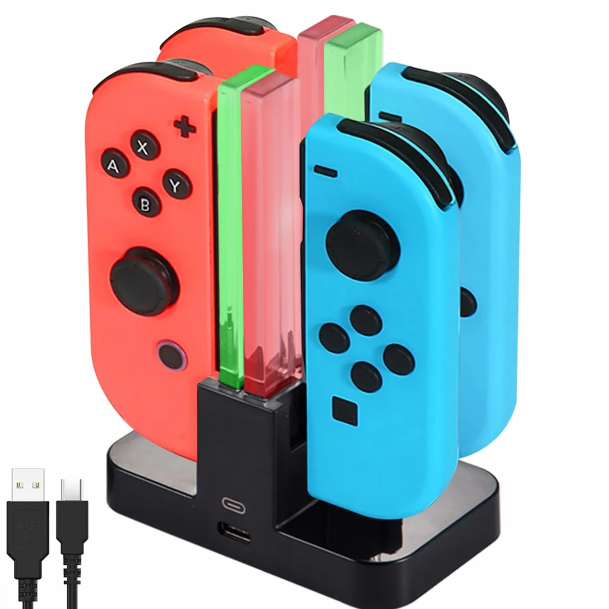 Ładowarka do for Nintendo Switch, [4 w 1] Diyife Stacja ładująca do Joy-Con Controlle, Typu C, z wyświetlaczem LED, Inteligentne Przełączanie