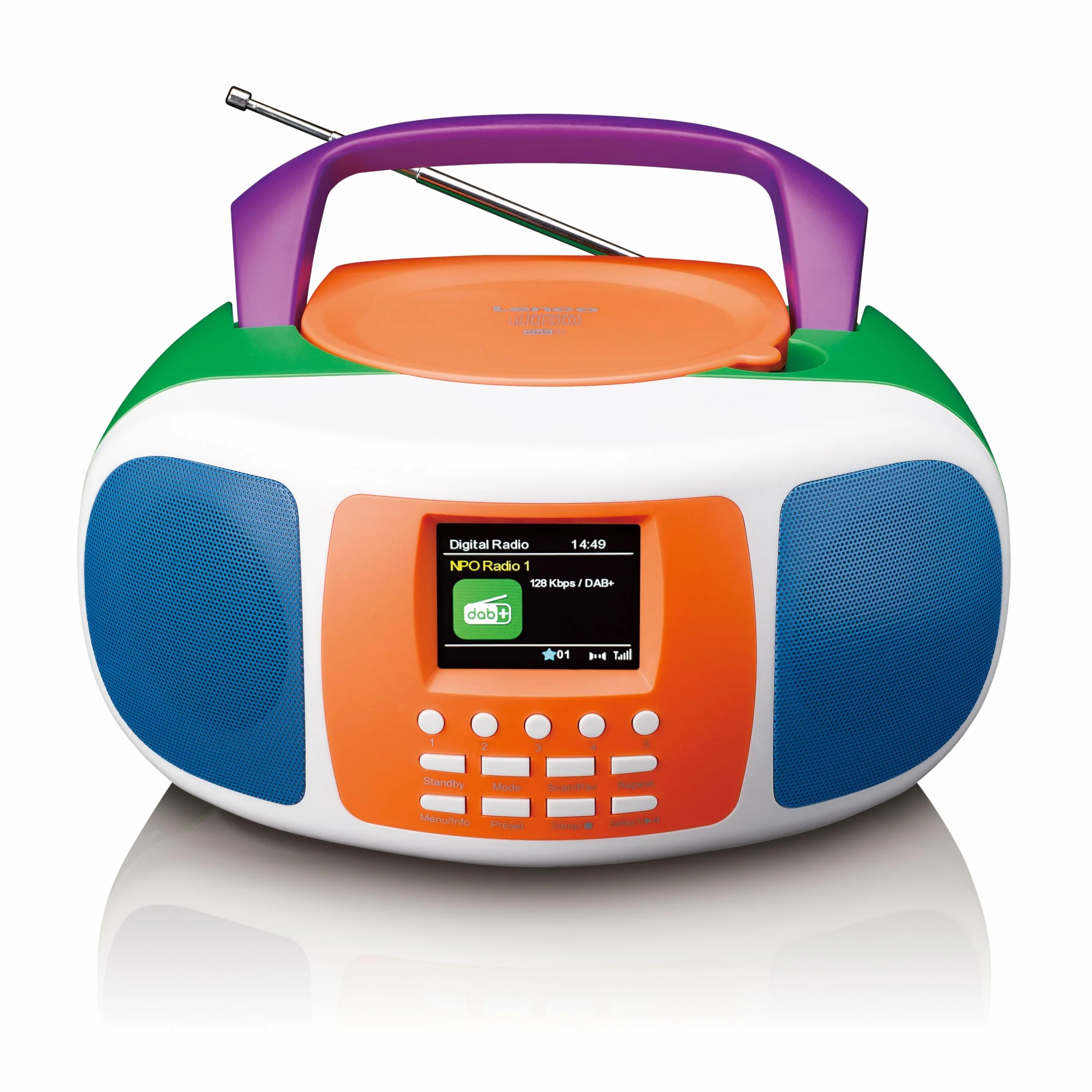 Lenco SCD-861KIDS – przenośne radio DAB+/FM dla dzieci z Bluetooth® 5.3, odtwarzacz CD, dźwięk stereo, kolorowy wyświetlacz, funkcja budzika, zasilanie bateryjne i sieciowe, wejście AUX i słuchawki