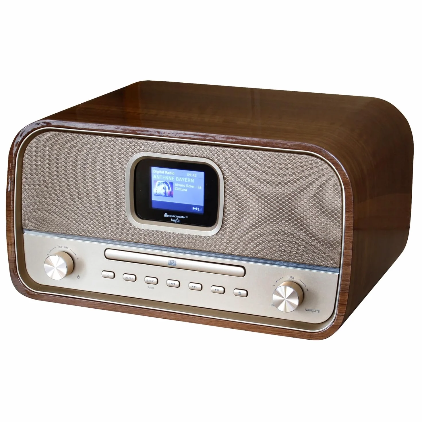Soundmaster DAB970BR1 Retro Vintage Centrum muzyczne system DAB+ UKW CD MP3 USB Bluetooth kolorowy wyświetlacz