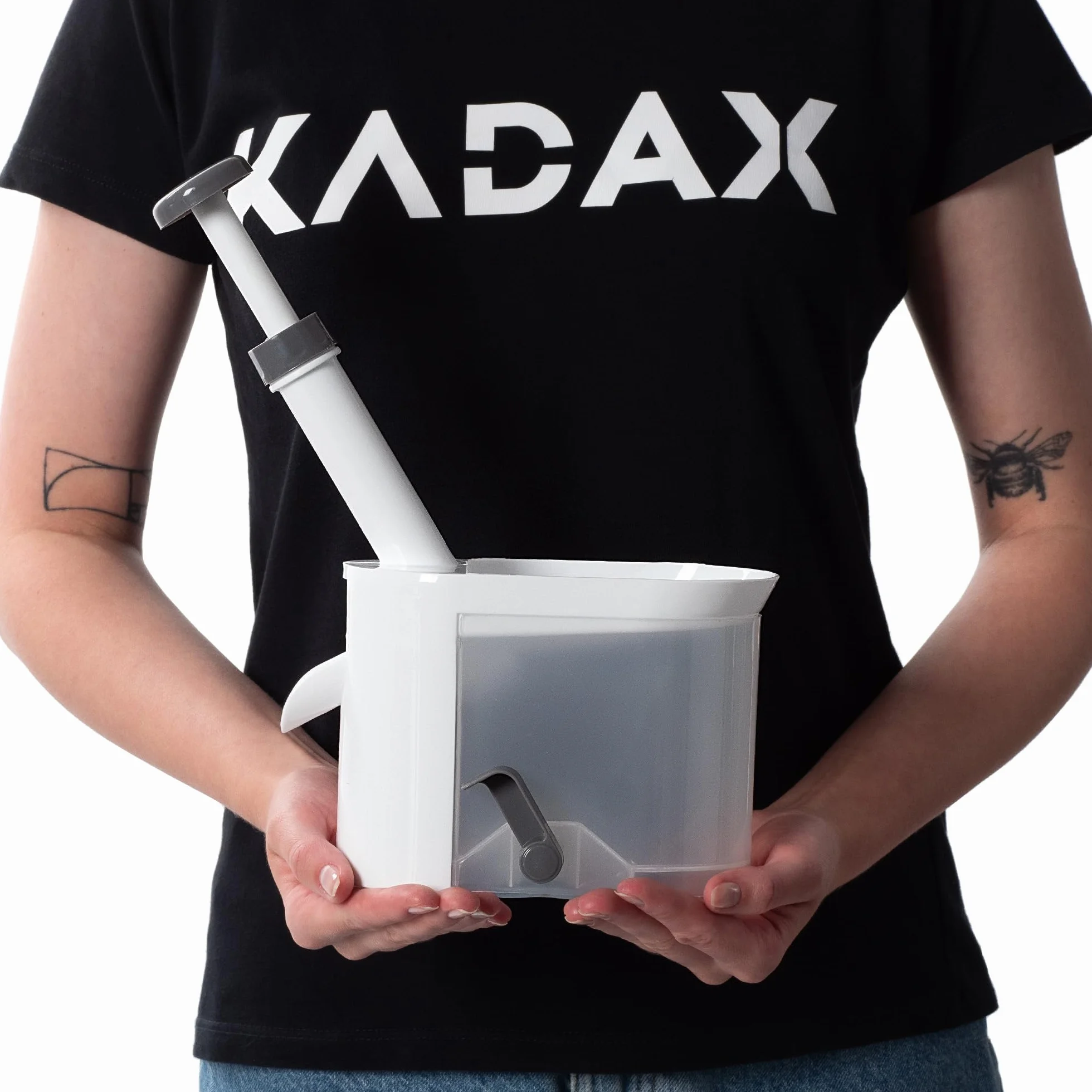 KADAX Drylownica do wiśni i czereśni, biała, duży pojemnik na pestki