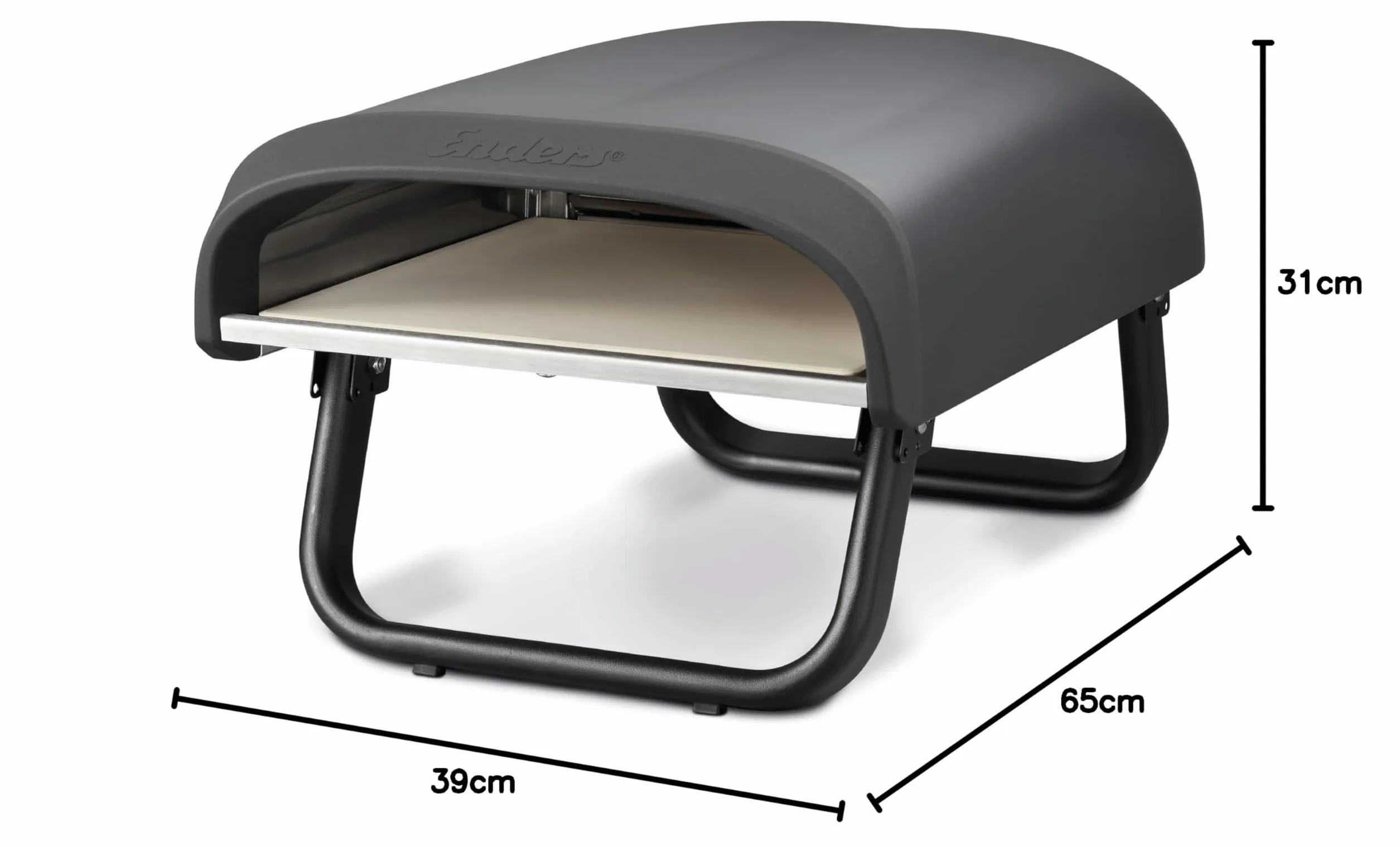 Enders® Piec do pizzy Paco™, kamień do pizzy, termometr, palnik do pizzy, palnik ze stali nierdzewnej, 4 kW, kamień do pizzy kordierytowej, regulowany bezstopniowo palnik ze stali nierdzewnej #31306