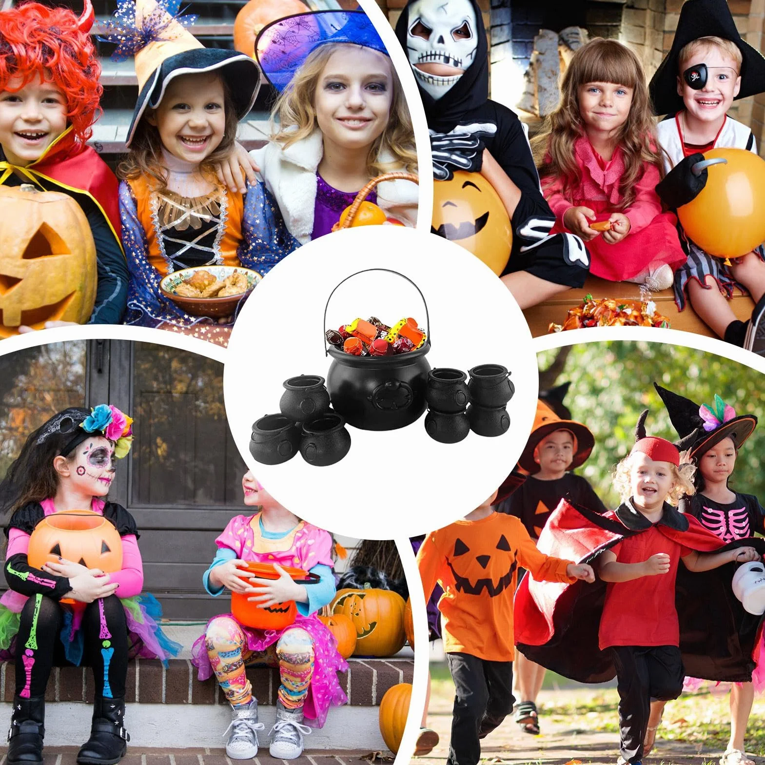Zestaw kociołków na Halloween, miski dekoracyjne czarownicy, 9 sztuk