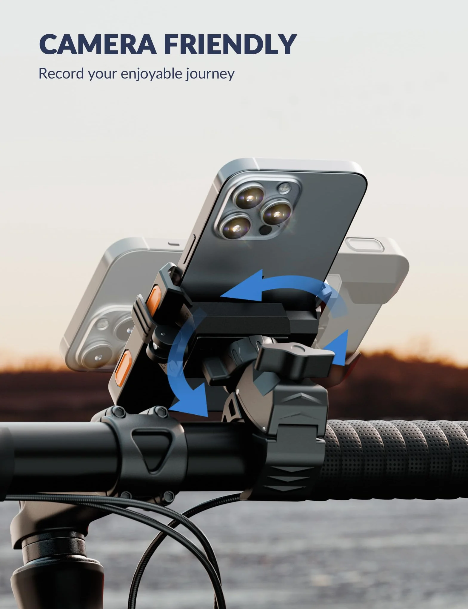 Grefay Uchwyt Rowerowy Telefon Uchwyt Motocyklowy Telefon【1S Szybkiego Zwalniania】Ochrona Przed Wstrząsami 360 Uchwyt Rowerowy Kierownicę do Smartfonów iPhone 15/14/13 Samsung S23/S22 4,5-7" (Orange)
