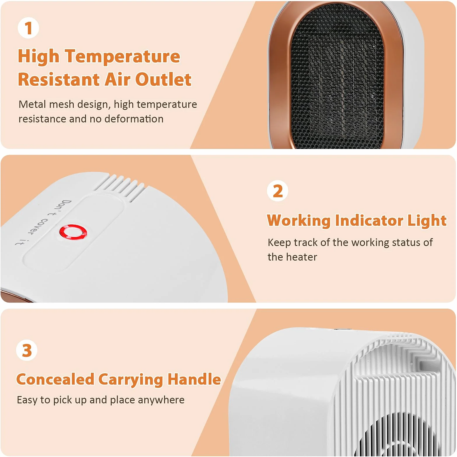Weinsamkeit termowentylator energooszczędny, 1200 W, cichy grzejnik, ceramiczny, energooszczędny, 2 tryby pracy, ochrona przed przegrzaniem i zabezpieczenie przed przewróceniem, do łazienki, salonu