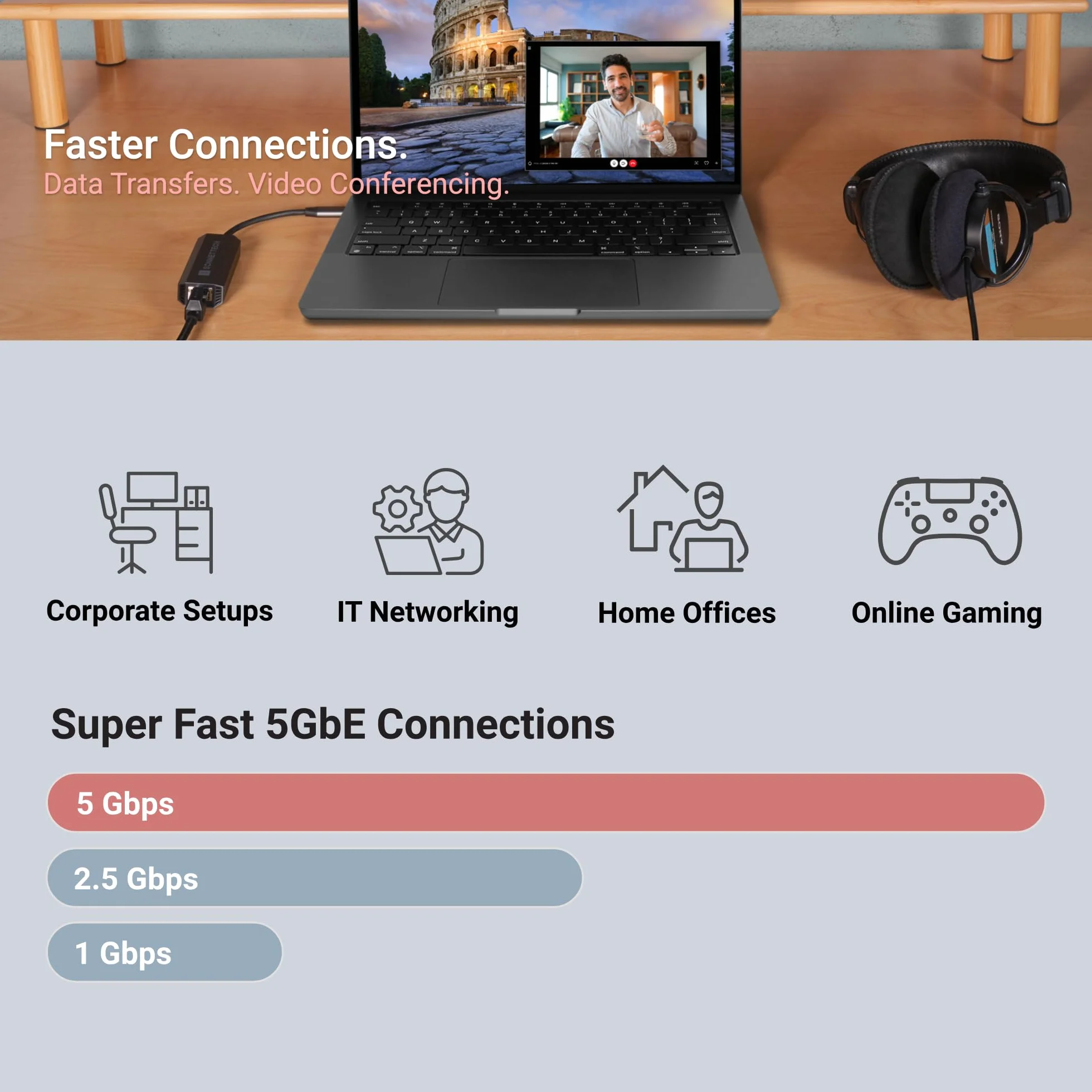 Sonnet Solo5G SFP+ adapter USB-C na 5 GB Ethernet | Kompaktowy, bez wentylatora, Plug and Play, kompatybilny z Mac, Windows, Linux, dla kreatywnych profesjonalistów i szybkich połączeń sieciowych