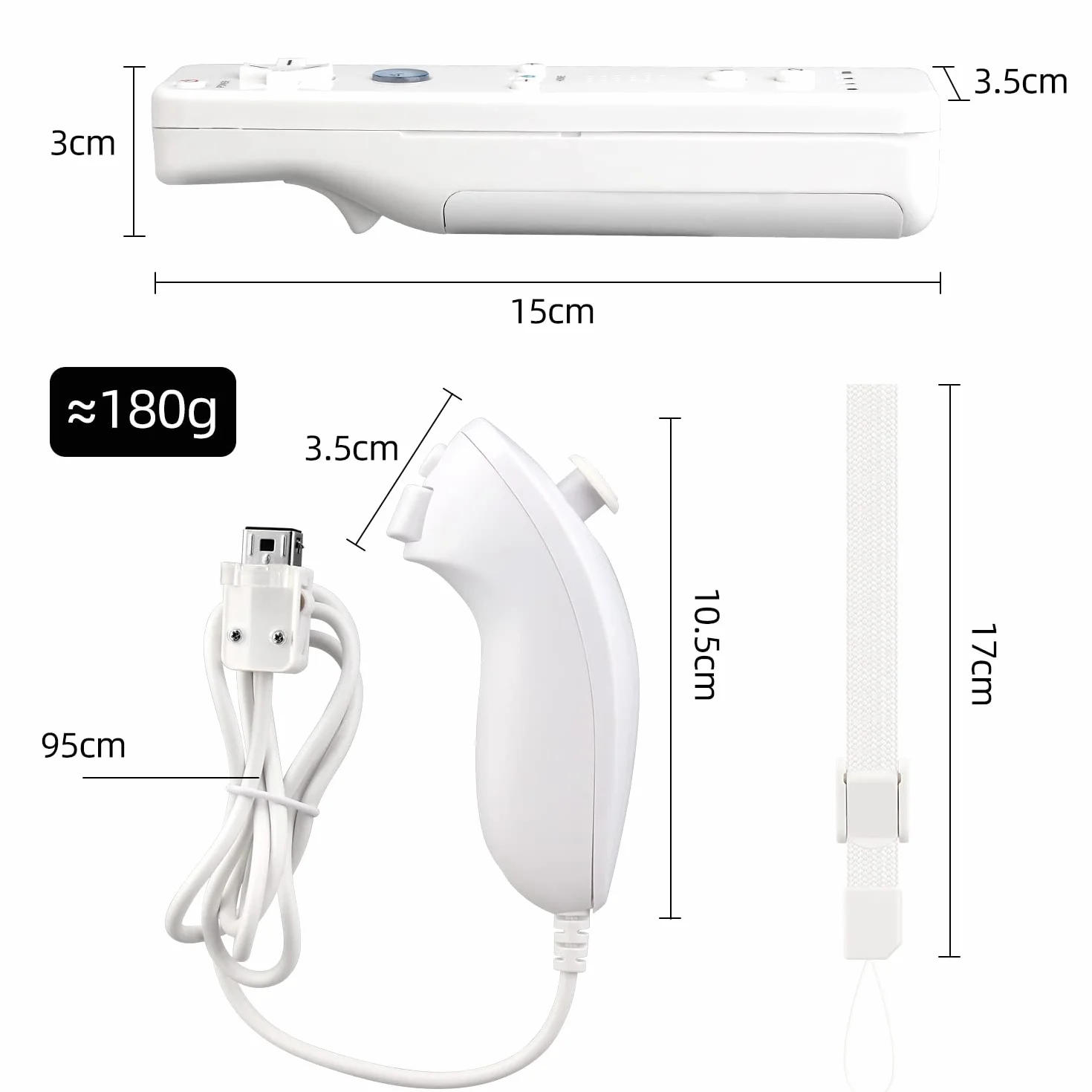 OSTENT Zdalny Sterownik Czujnika Ruchu + Przewodowy Nunchuck Combo do Konsoli Nintendo Wii - Kolor Biały