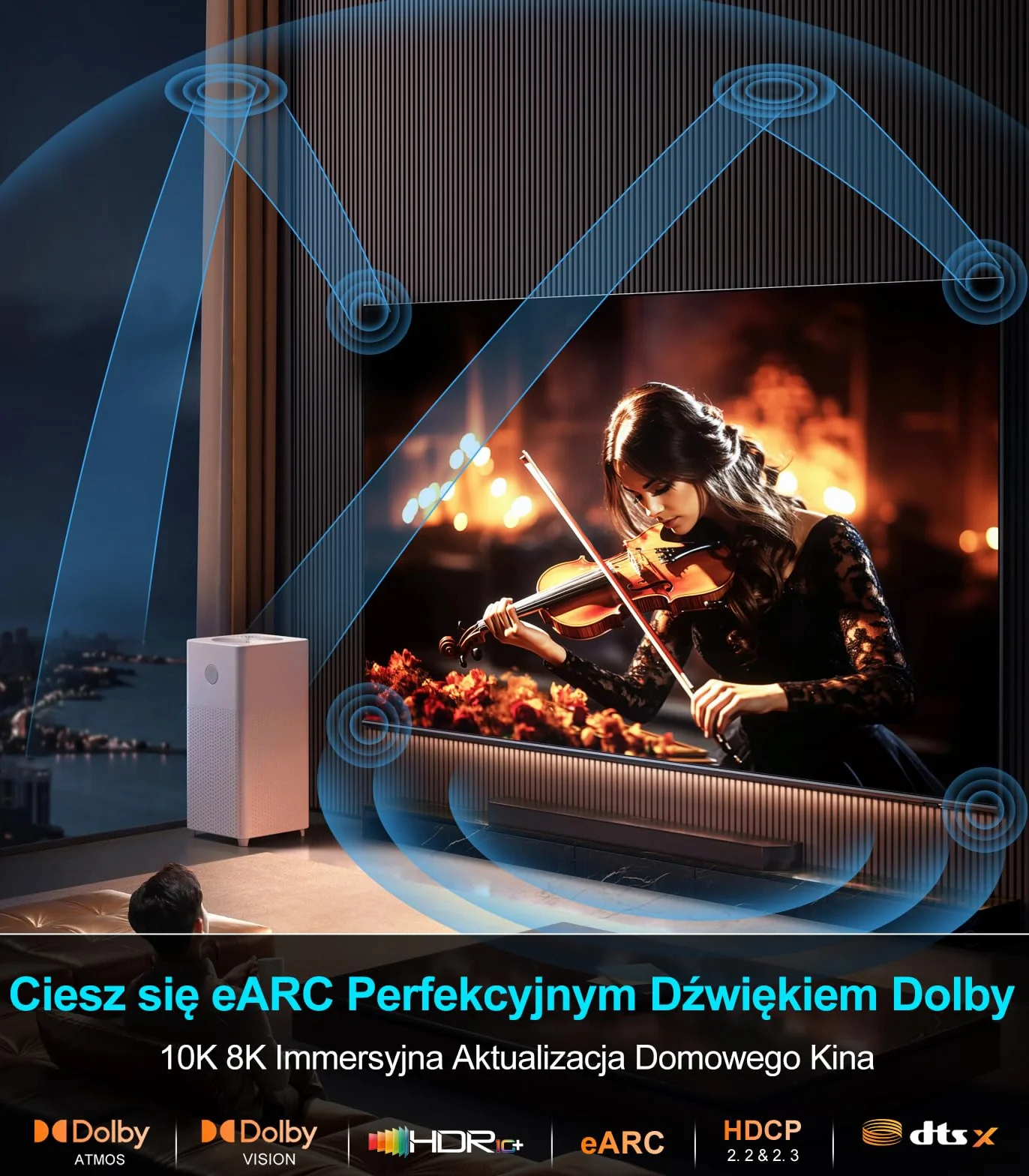 Sniokco 10K 8K 4K Kabel HDMI 2.1 48Gbps 2M Certyfikowany Ultra Wysokiej Prędkości Kabel HDMI® 0.01ms 4K 240Hz 165Hz 120Hz 8K 60Hz eARC Netflix HDCP 2.3 2.2 HDR10+ TV Monitor Projektor Roku X-box