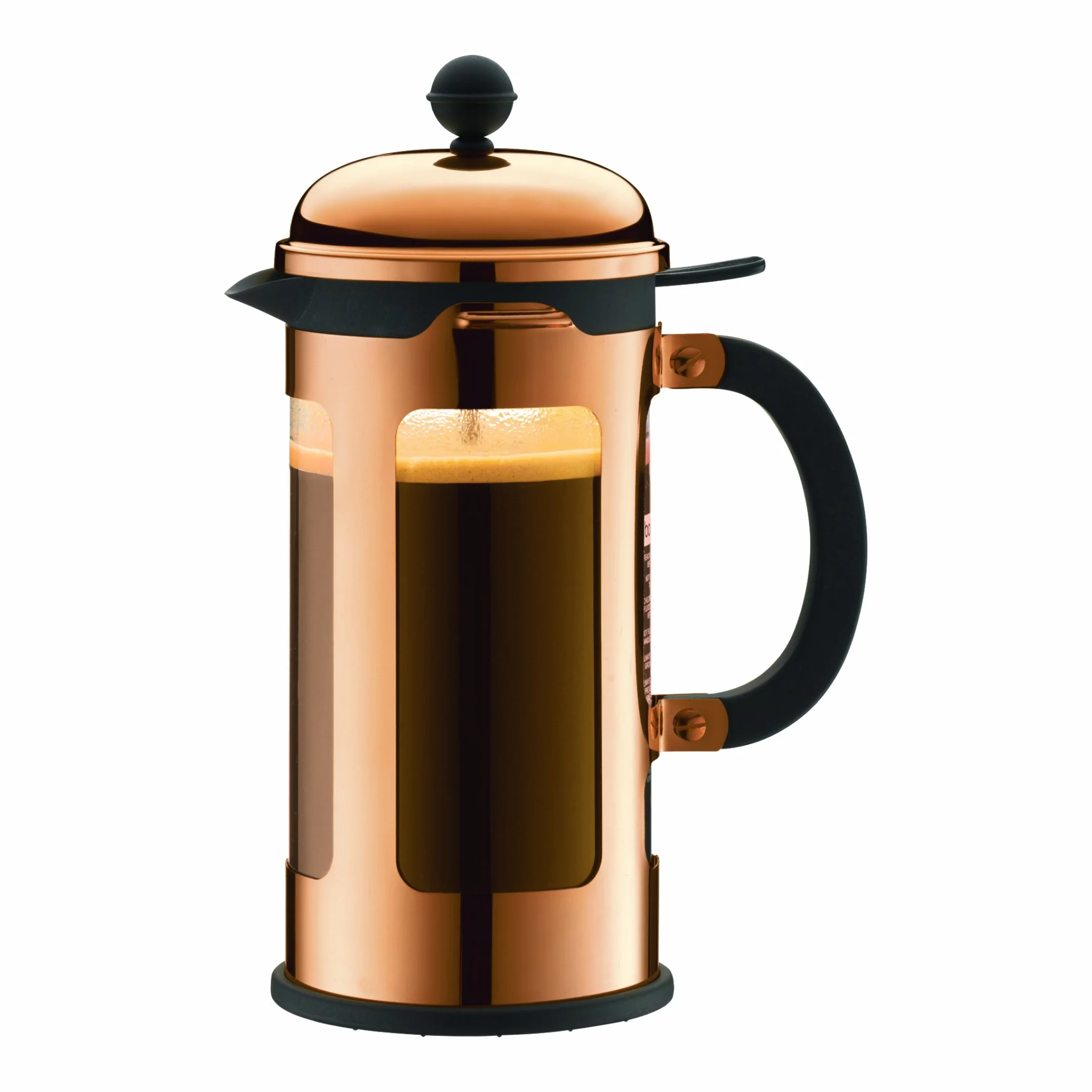 Bodum CHAMBORD Zaparzacz do kawy (system French Press, ochrona przed wyciekiem, rama ze stali nierdzewnej, 1,0 l) miedź, miedziany