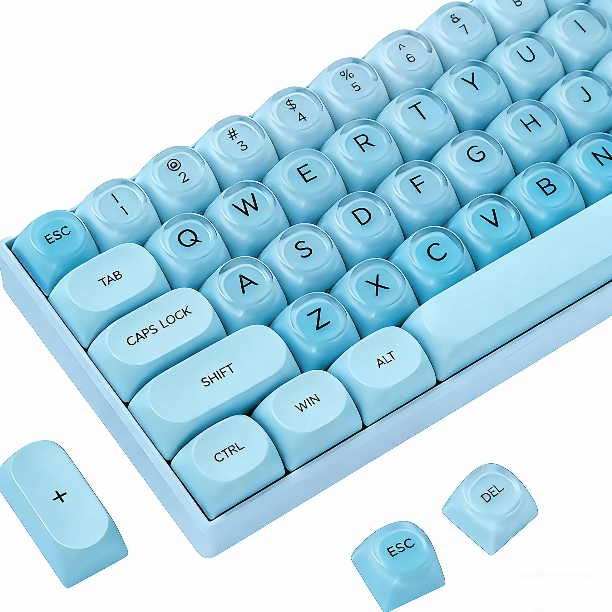 SOLIDEE Zestaw 132 Klawiszy PBT do Klawiatury Mechanicznej, Profil HOA, Double Shot Foundation Keycaps, Keycaps do Klawiatury Mechanicznej w Pudełku, Przełącznikami MX do Gier i Klawiatur(SkyBlue)