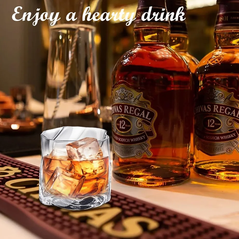 Szklanki do whisky, zestaw 6 sztuk, 200 ml, przezroczyste, nieregularne kryształowe szklanki do whisky, szklanki do mrożonej kawy, koktajli, koktajli, whisky, prezent dla mężczyzn
