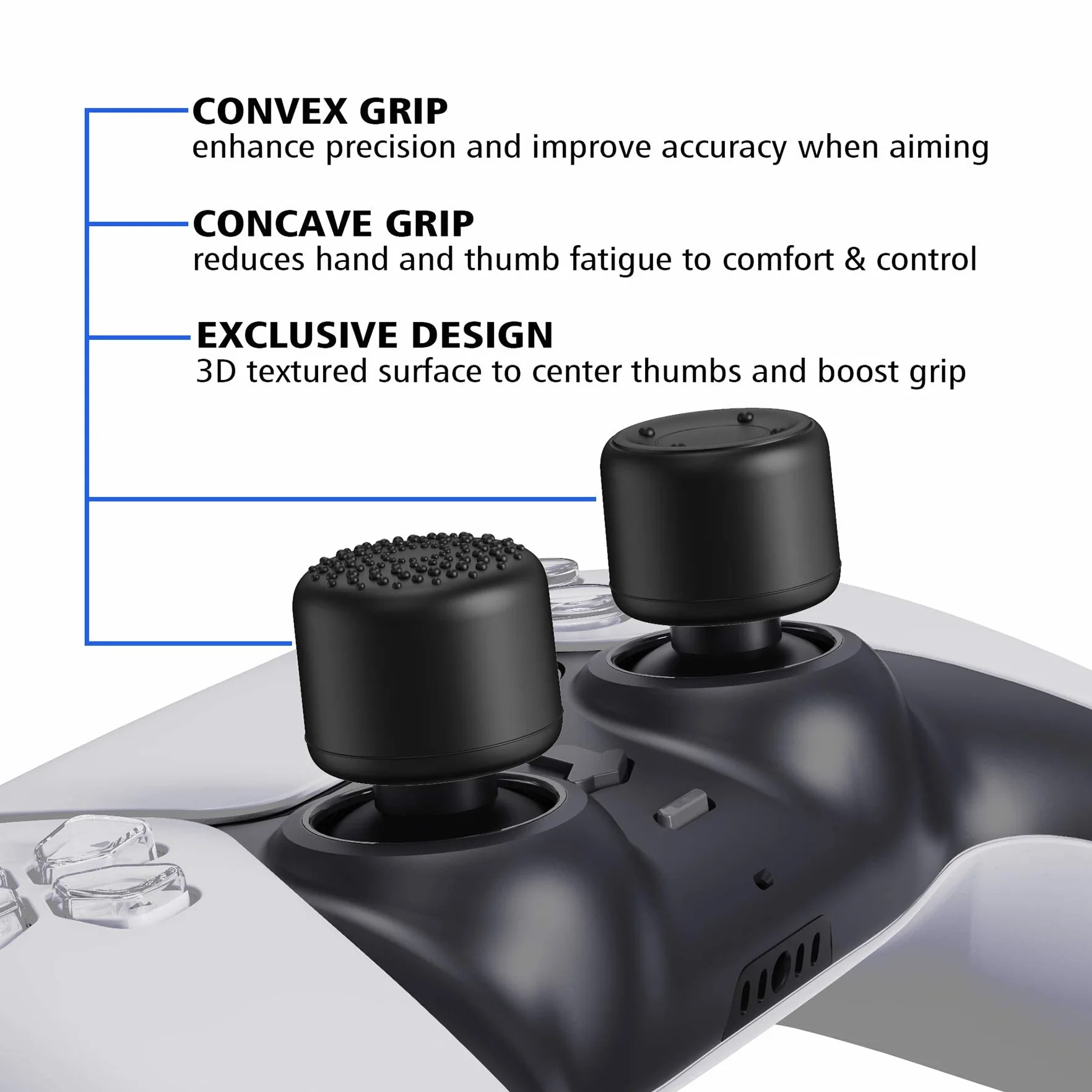 PlayVital Silikonowa Nakładki na Gałki do ps5 do ps4 Controller, Thumb Grip Caps do Xbox One/Series X S Osłona Joysticka do Switch Pro Pokrowiec na Joystick do Xbox One-Czarny