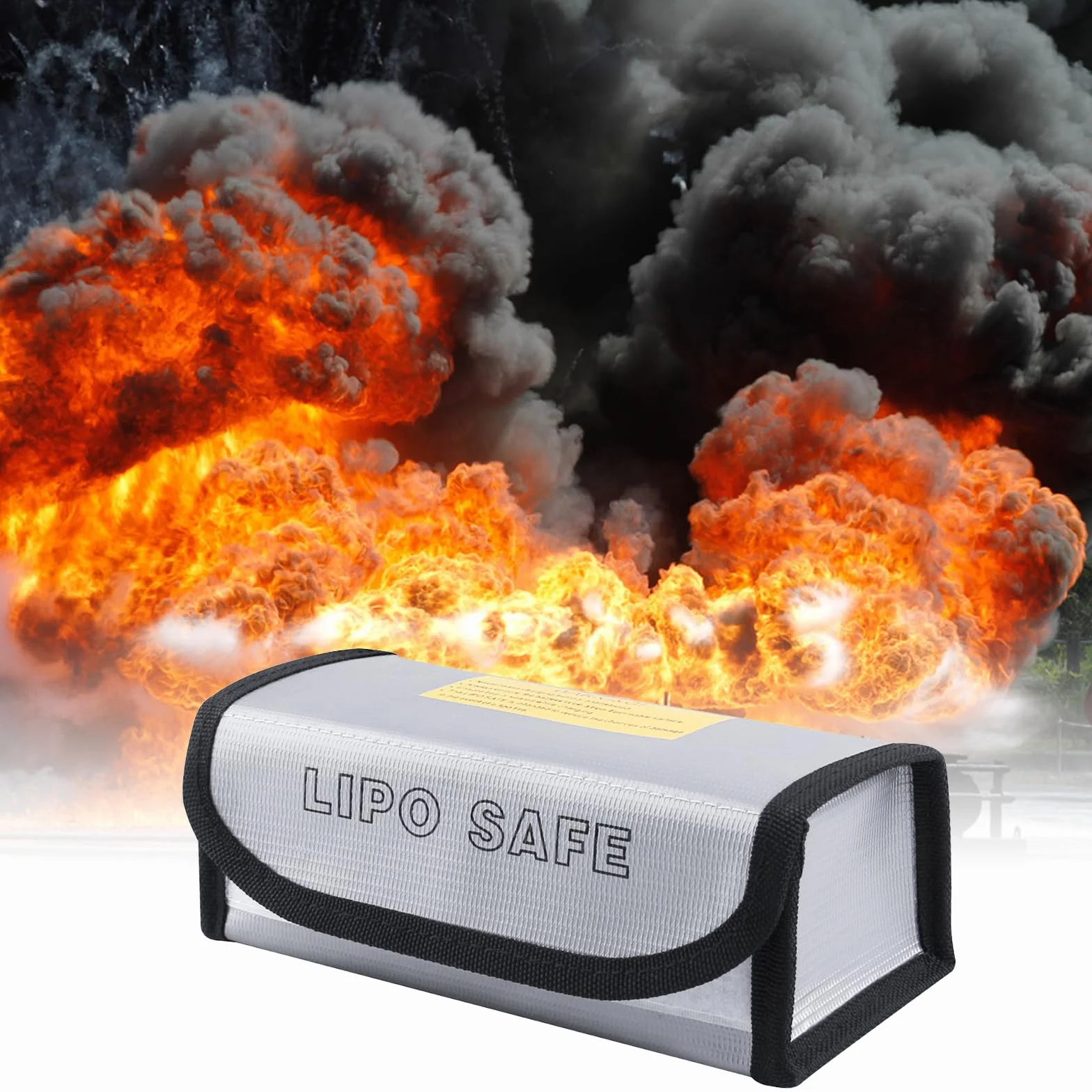 Torba na baterie, Lipo Guard, ognioodporna, przeciwwybuchowa, bezpieczna, odporność na wysoką temperaturę, do ładowania, transportu i przechowywania, srebrna