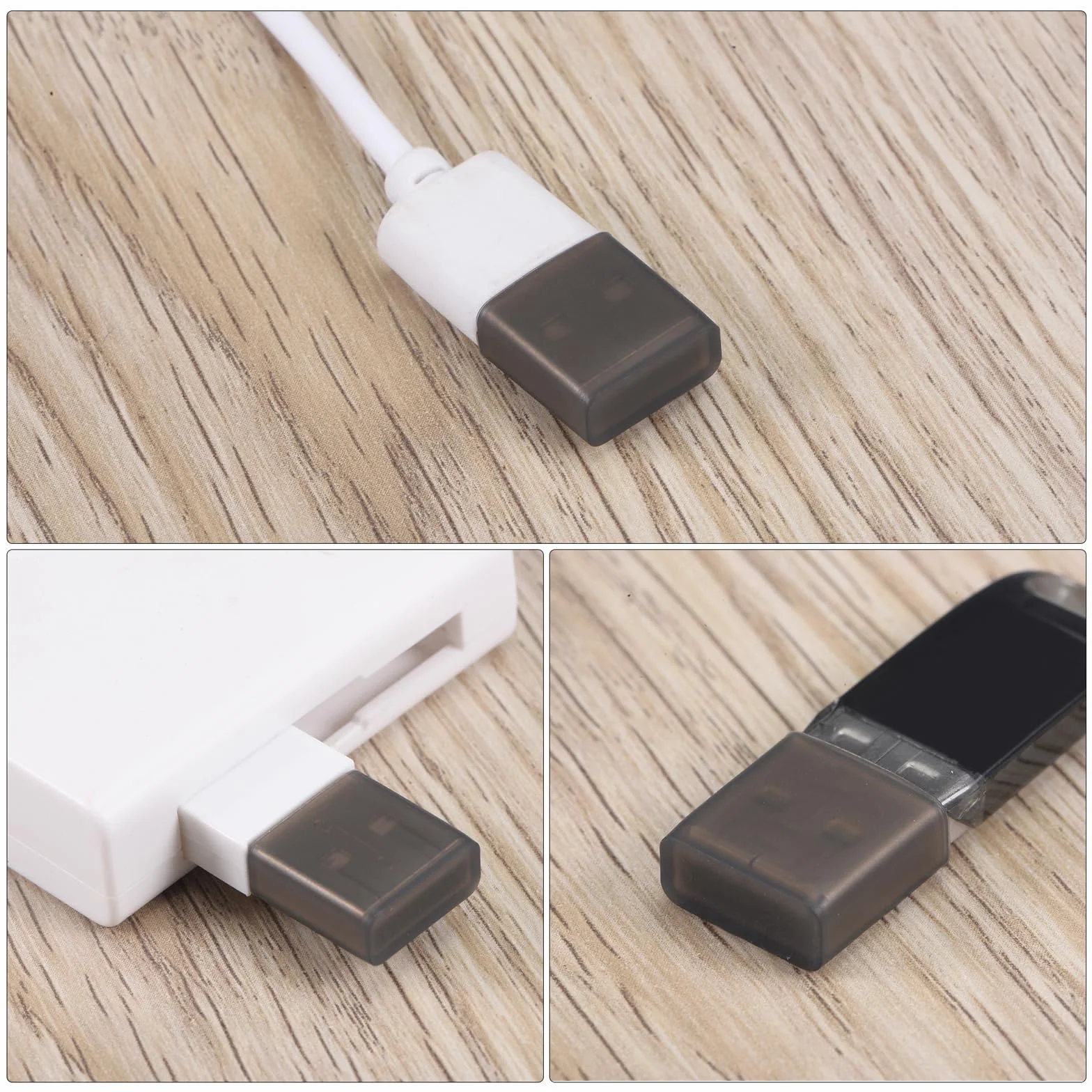 QUARKZMAN Osłona ochronna portu USB 20 szt. Port USB 2.0 Silikonowa osłona przeciwpyłowa do kabla USB męski USB do transmisji danych, przezroczysta czarna