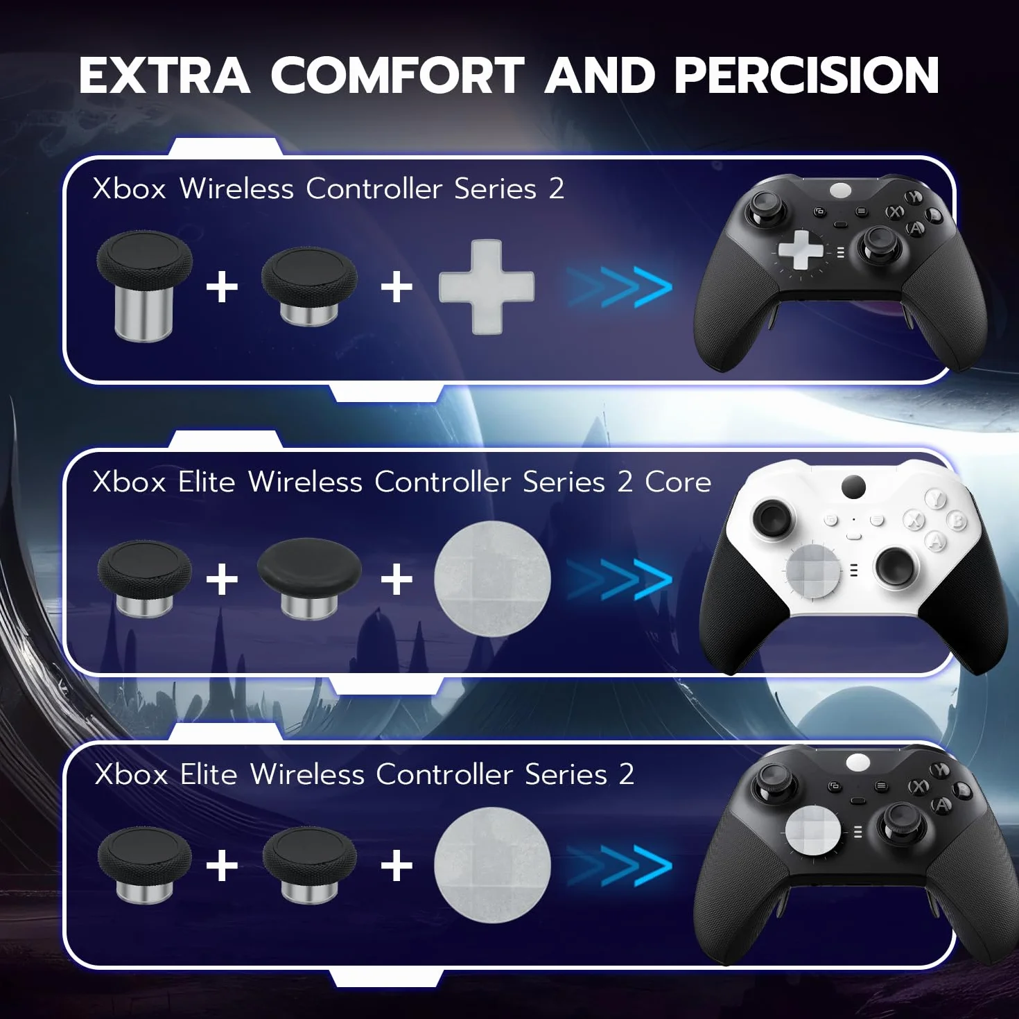Mcbazel 13 w 1 wymiana Thumbsticks wiosła spustowe D-pady torba do przenoszenia do kontrolera Xbox One Elite Series 2 srebrny