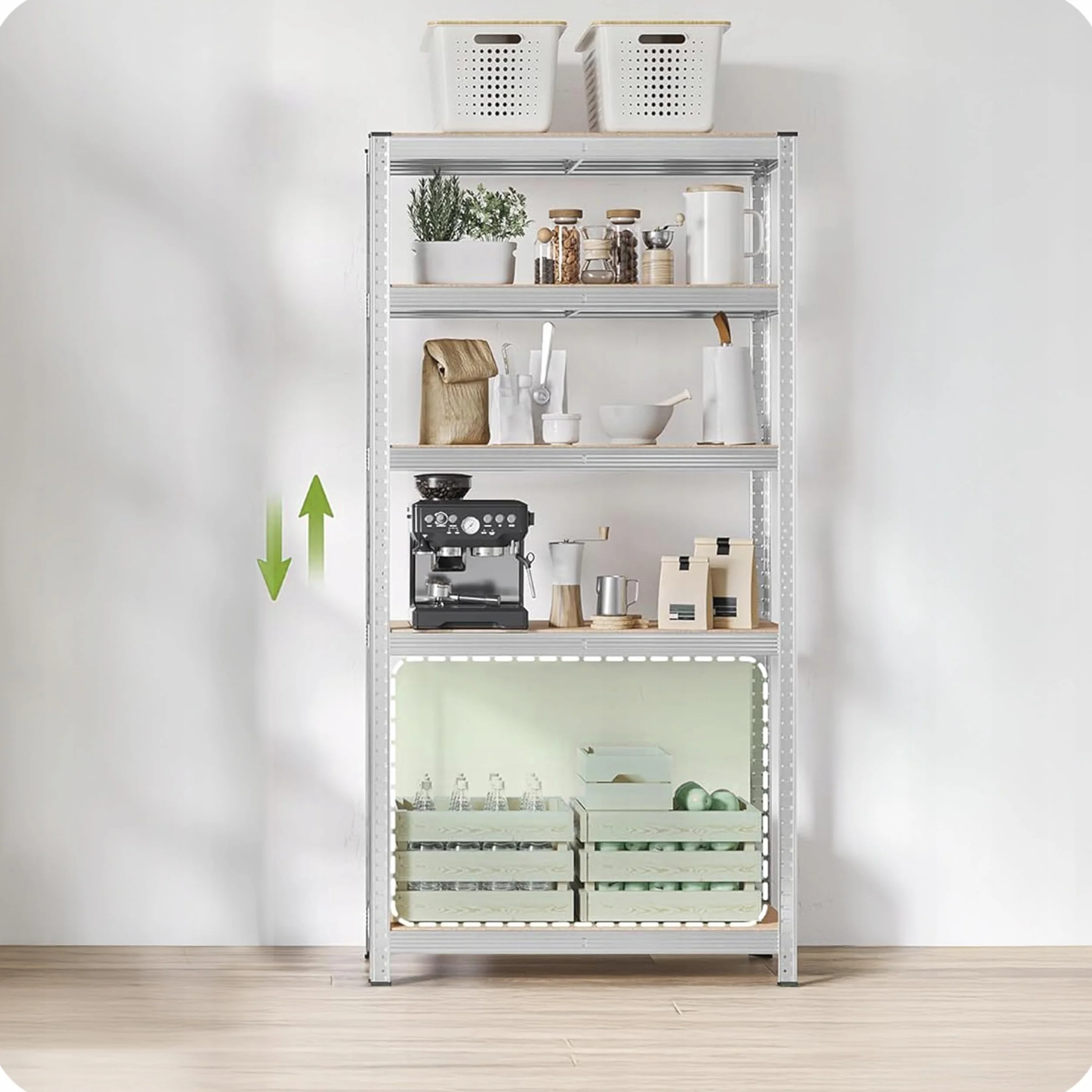 KRUMAD Regał Metalowy Magazynowy 180x90x40 cm, 2 sztuki, 5 Półek, Nośność 875 kg, Regulowane Półki, Stabilna Konstrukcja, Idealny do Garażu, Piwnicy, Warsztatu, Przechowywania Narzędzi i Materiałów