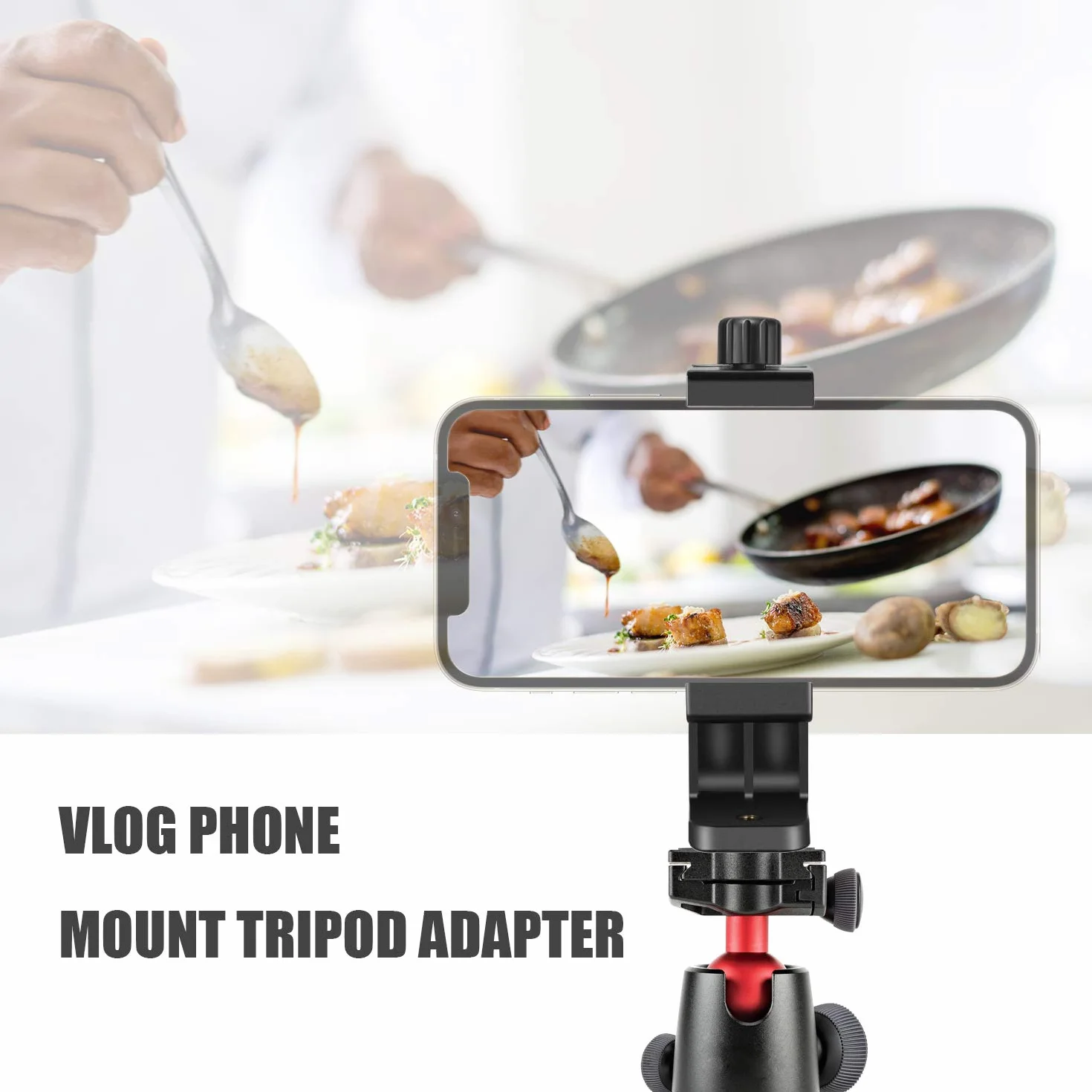 Lammcou Adapter do montażu na statywie dla smartfona, regulowany zacisk do telefonu na monopod kij do selfie 10.9-16.5 cm