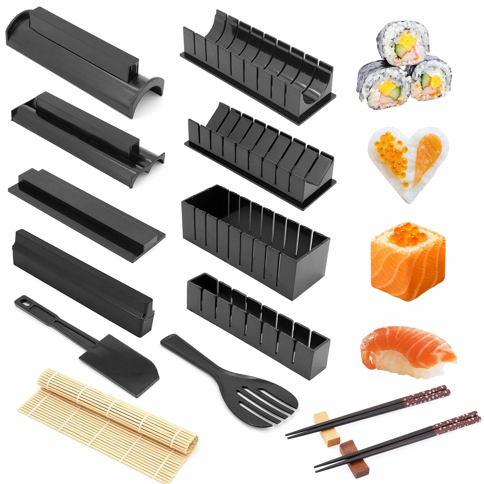 Zestaw do sushi 8 kształtów 16-częściowe narzędzie z tworzywa sztucznego