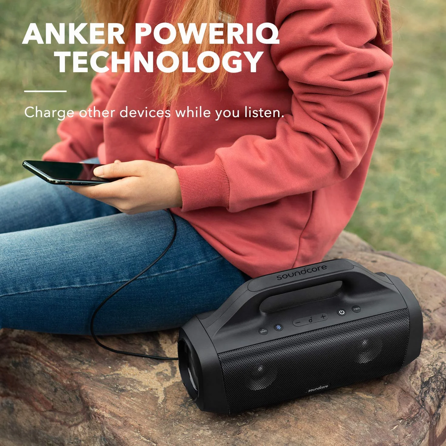 Soundcore Motion Boom głośnik Bluetooth(odnowiona) od Anker z tytanowymi przetwornikami, technologią BassUp, wodoodpornością IPX7, 24-godzinnym akumulatorem, idealny na zewnątrz, do ogrodu i na plażę
