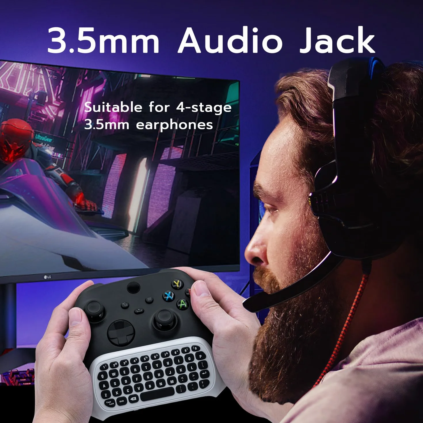 Mcbazel 2.4G Wireless Handheld Keyboard Mini Controller for Xbox Series X/Series S/Xbox One Slim/Xbox One S/Xbox One X Controller Support for 3.5mm audio jack