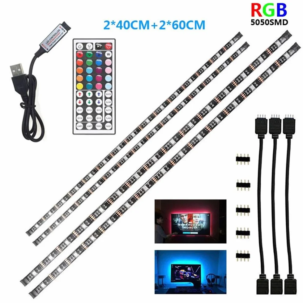 DC 5 V kabel USB pasek LED lampa SMD 5050 TV tło zestaw oświetlenia biurko tło lampa do telewizora komputerowego ekran wyświetlacza wielokolorowa osłona