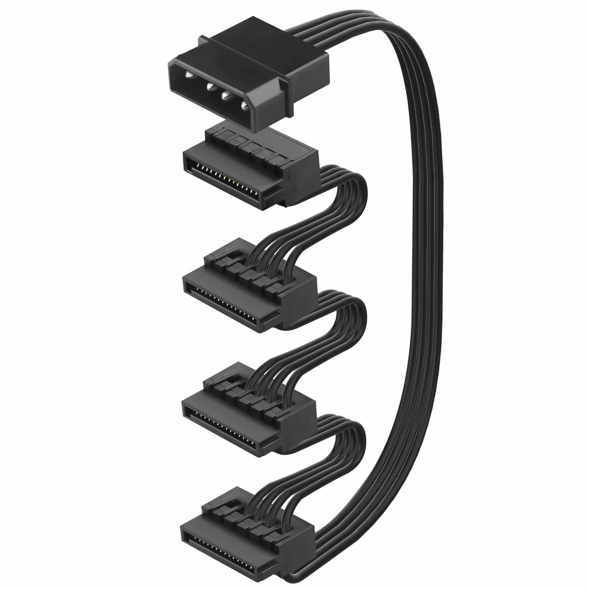 Molex do 4 x kabel rozdzielacza zasilania SATA 52 cm 18AWG ocynowana miedź - do rozszerzenia PC/NAS/serwera HDD/SSD