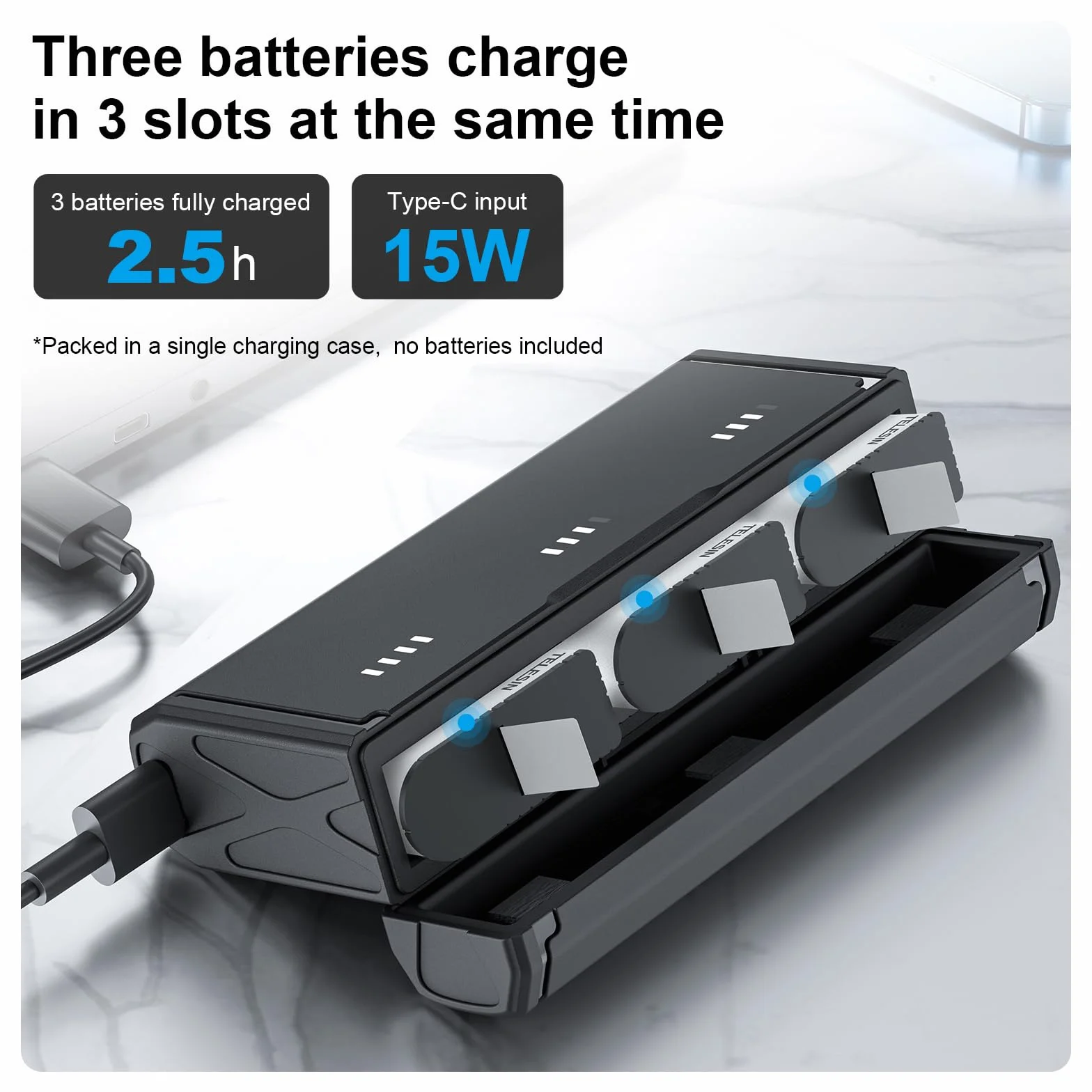 Bateria wytrzymałościowa do GoPro Hero 11 10, 9, 1750 mAh, szybka ładowarka, etui do przechowywania kart TF do GoPro Hero 9 10 11 Czarny