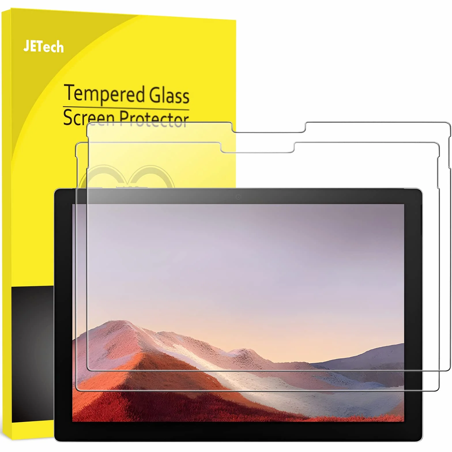 JETech Ochraniacz Ekranu dla Surface Pro 7 Plus/Surface Pro 7 12,3 Cala, 9H Screen Protector Folia Szkło Hartowane Film, Obsługa Pióro Surface, HD Wyczyść, 2 Sztuki
