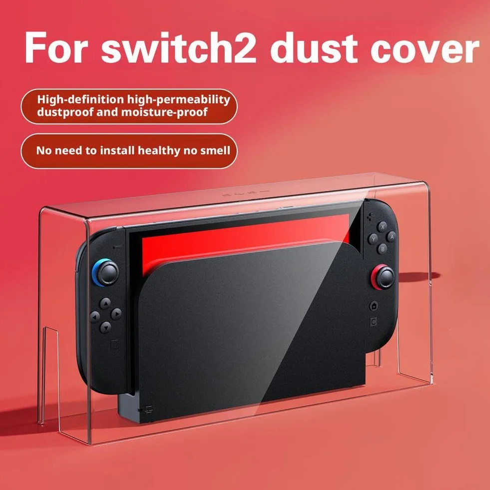 Akrylowa osłona przeciwpyłowa, kompatybilna z Nintendo Switch 2 Box, przezroczysta osłona przeciwpyłowa stacja ładująca, ochrona wszystkich powierzchni, wodoodporna, łatwa do czyszczenia, montaż etui
