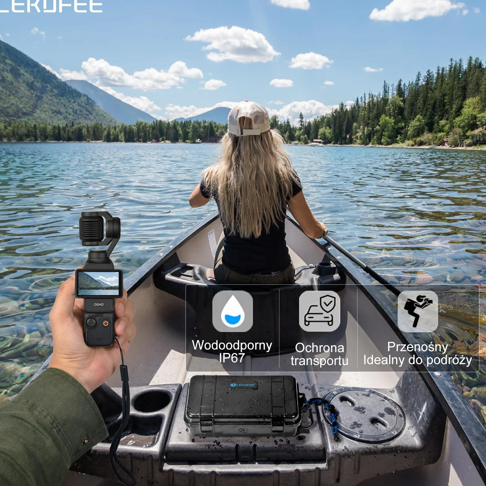LEKUFEE Podróżny wodoodporny twardy futerał na DJI Osmo Pocket 4,Osmo Pocket 3/Creator Combo/Power Expansion Combo/kamera do vlogowania i akcesoria (tylko etui i torba)