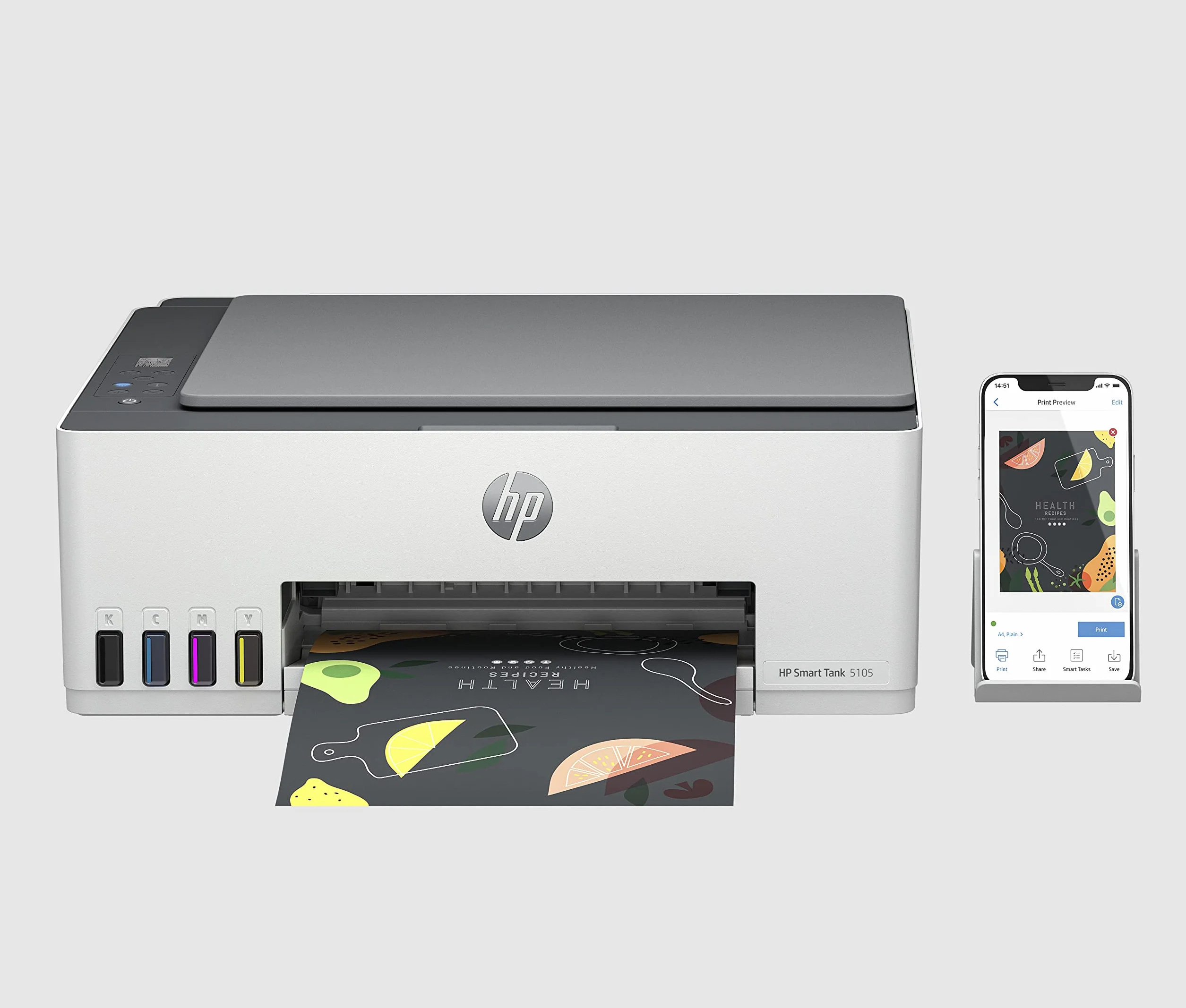 HP Smart Tank 5105 All-in-One - Stampante multifunzione - A colori - Inkjet - Ricaricabile - Legale (216 x 356 mm)