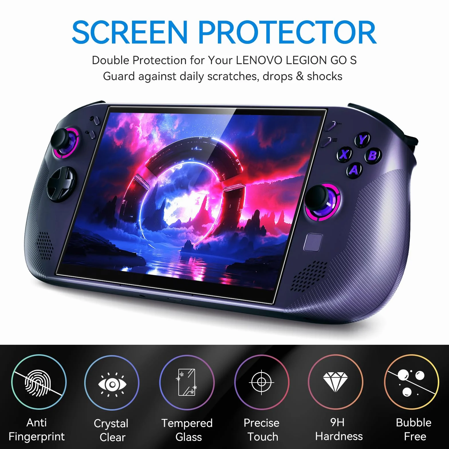 ivoler 2-pakt Ochrona ekranu ze szkła hartowanego dla Lenovo Legion Go S Handheld 2025, pełna osłona przezroczysta HD Clear Anti-Scratch dla Lenovo Legion Go S, 20,3 cm (8 cali)