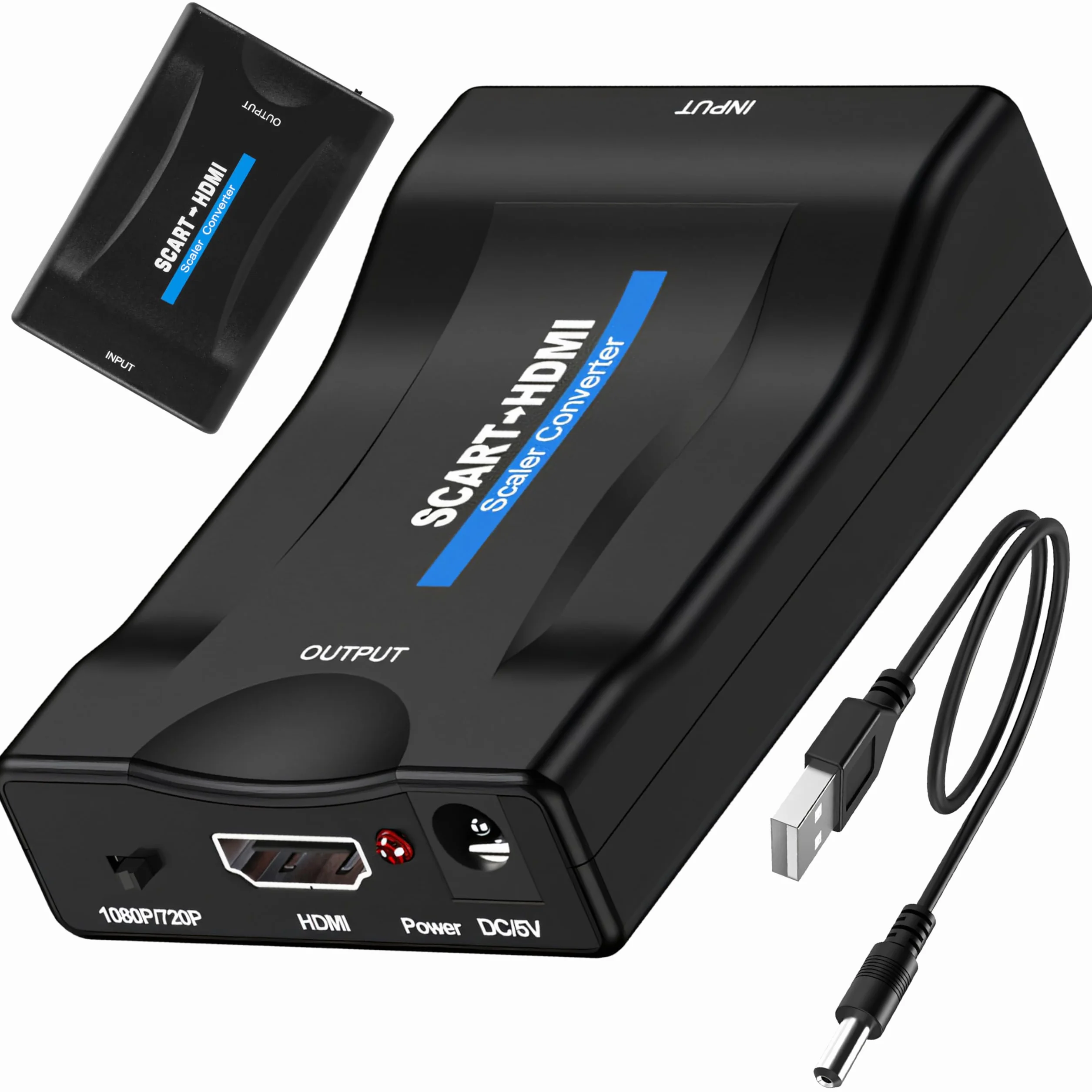 Retoo Konwerter SCART na HDMI, adapter przetwornik audio 1080p HD do HDTV STB VHS Xbox PS3 Sky Blu-ray DVD Player, adapter do HDTV VHS, obsługuje PAL, NTSC3.58. NTSC4,43