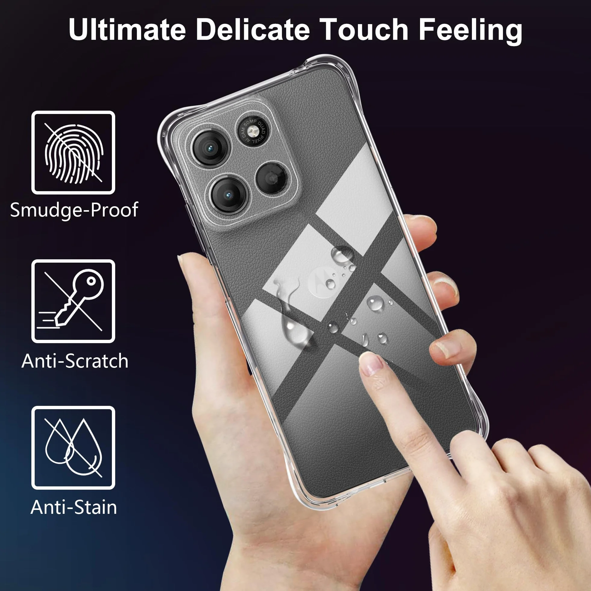 Tieeyivv Etui na telefon komórkowy do Motorola Moto G15/G15 Power z folią ochronną na ekran ze szkła hartowanego, przezroczysta osłona TPU, łagodna, przejrzysta osłona na telefon [Ochrona kamery]