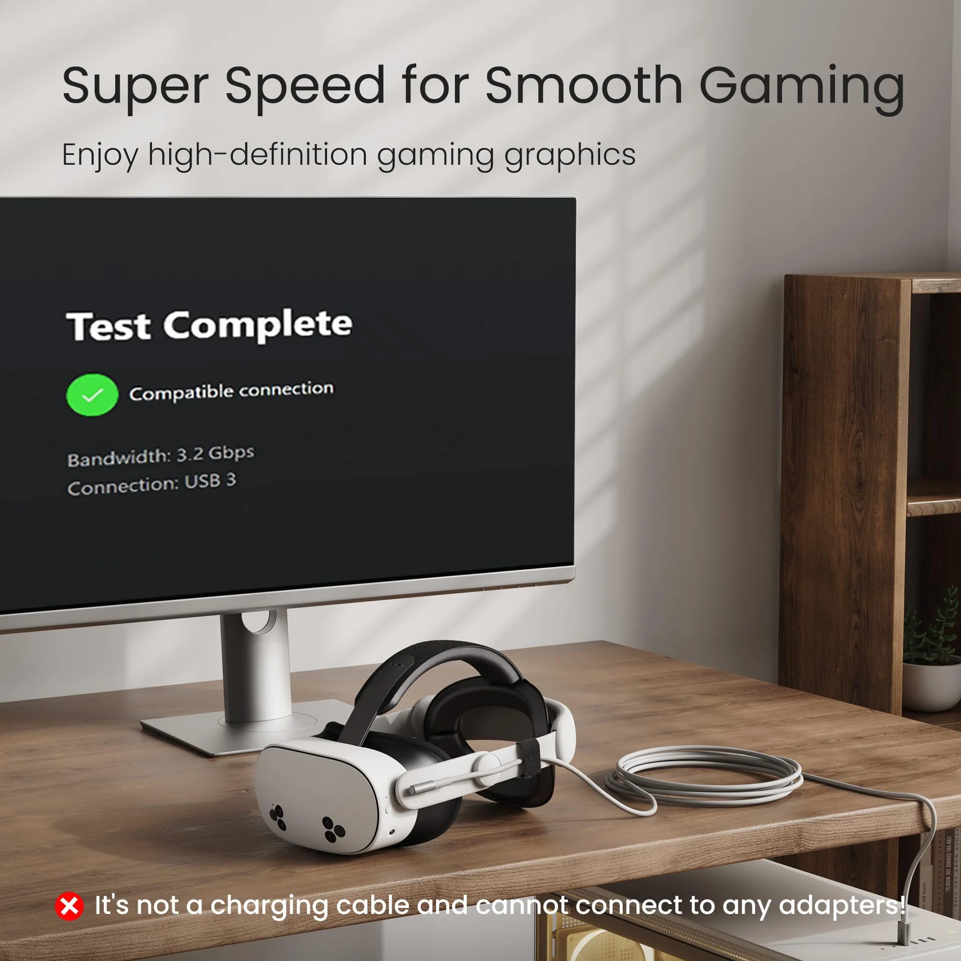 KIWI design Kabel łączący 6 m, kompatybilny z akcesoriami Oculus/Meta Quest 3S i Quest 3/2/Pro/Pico 4, kabel USB 3.0, z super prędkością 5 Gb/s