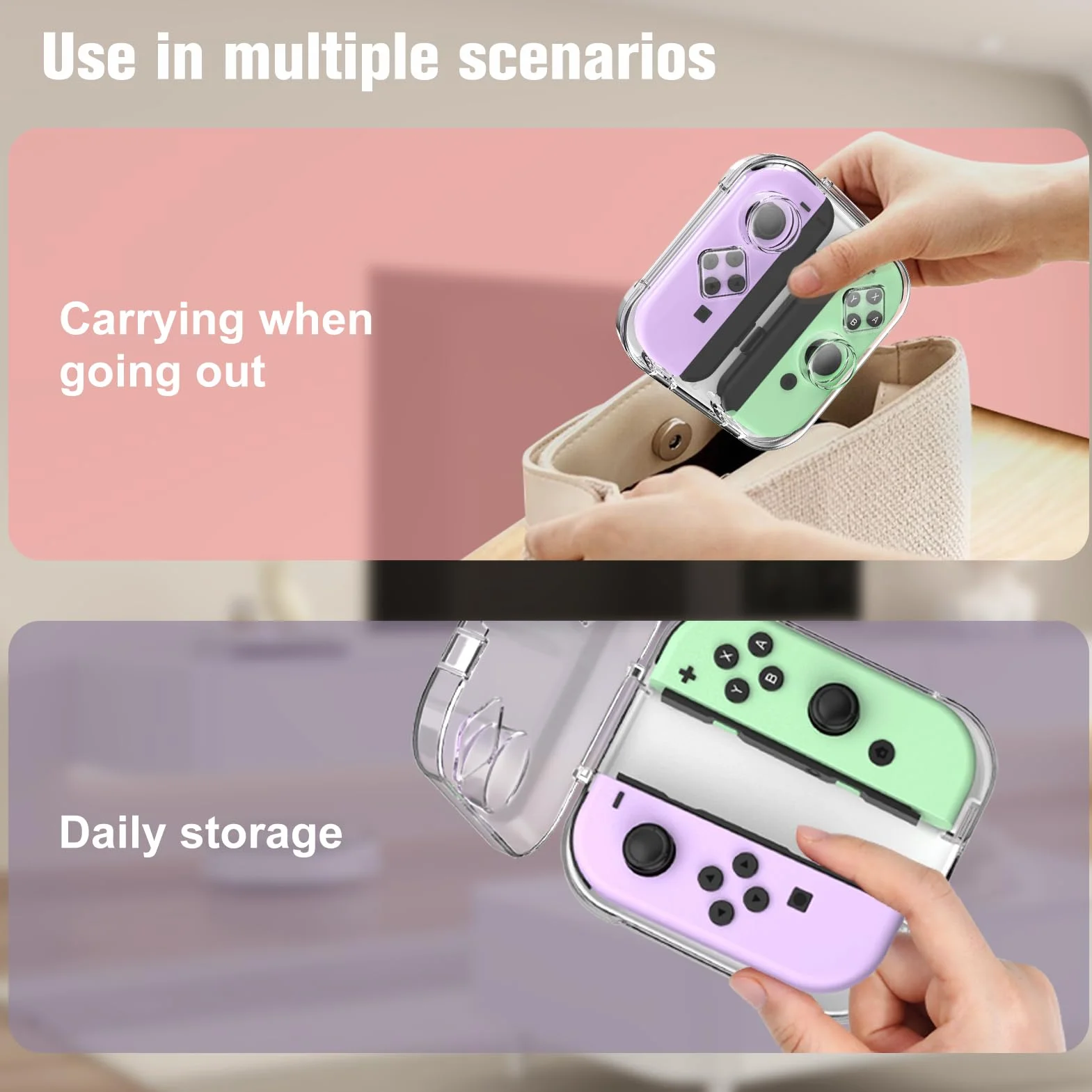 FINTIE Etui do przechowywania Joy-con przenośne pyłoszczelne pudełko ochronne kompatybilne z Nintendo Switch Joy-Con, Switch/OLED PC, przezroczysta obudowa z zamknięciem magnetycznym (przezroczysta)