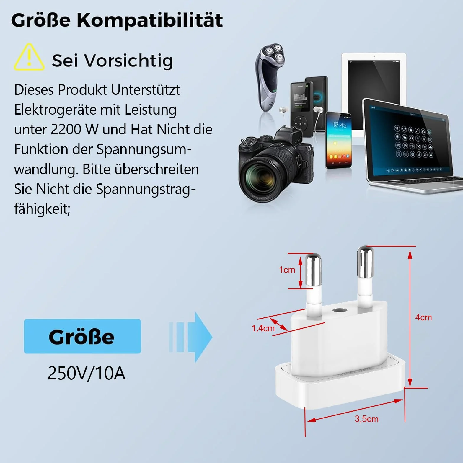 VIEVRE 2 adaptery z wtyczką UE, adapter US na UE do gniazd, adapter wtyczki Japonia Niemcy, adapter wtyczka euro, kolor biały