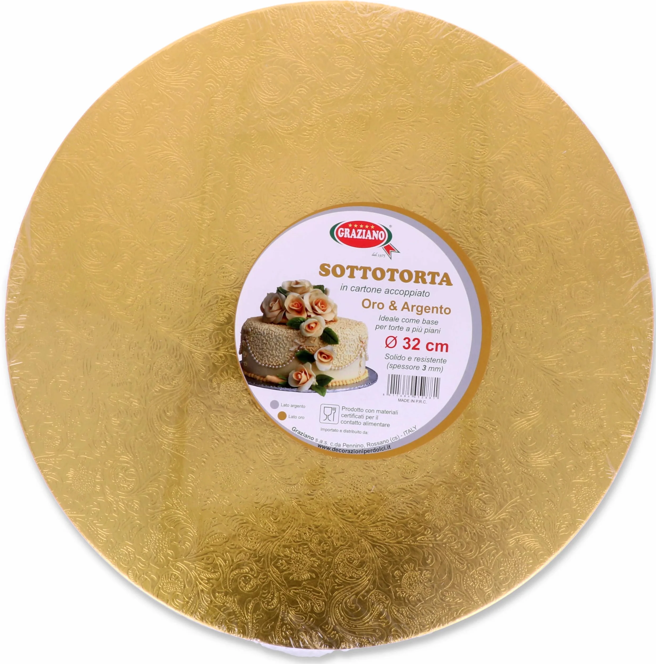 Graziano Złoto-srebrna taca pod tort okrągła Ø 32 cm