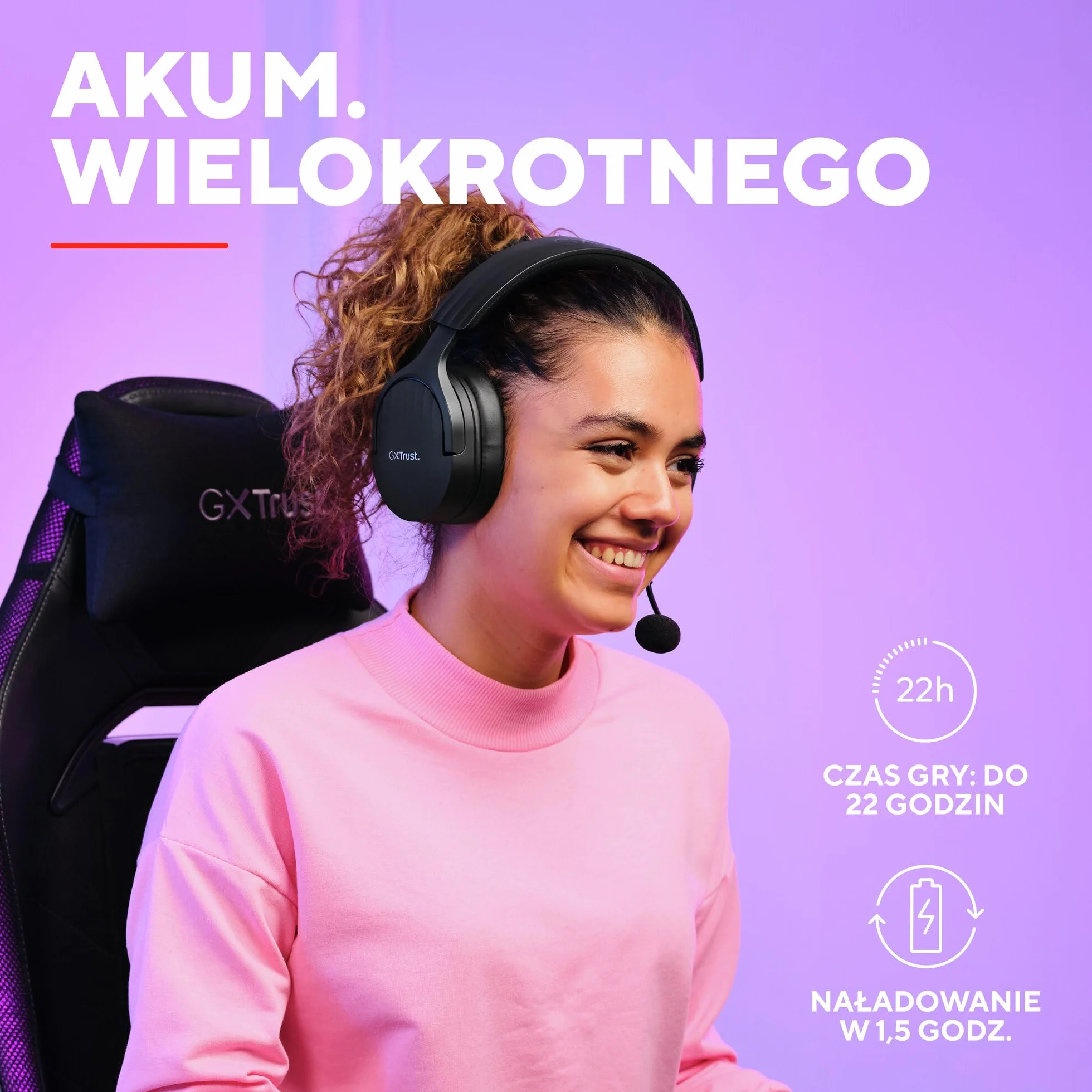 GXTrust 491 Fayzo zestaw słuchawkowy gamingowy Bluetooth 2,4 GHz dźwięk przestrzenny 7.1 czas pracy baterii 22 h bezprzewodowy headset RGB wokółuszny czarny
