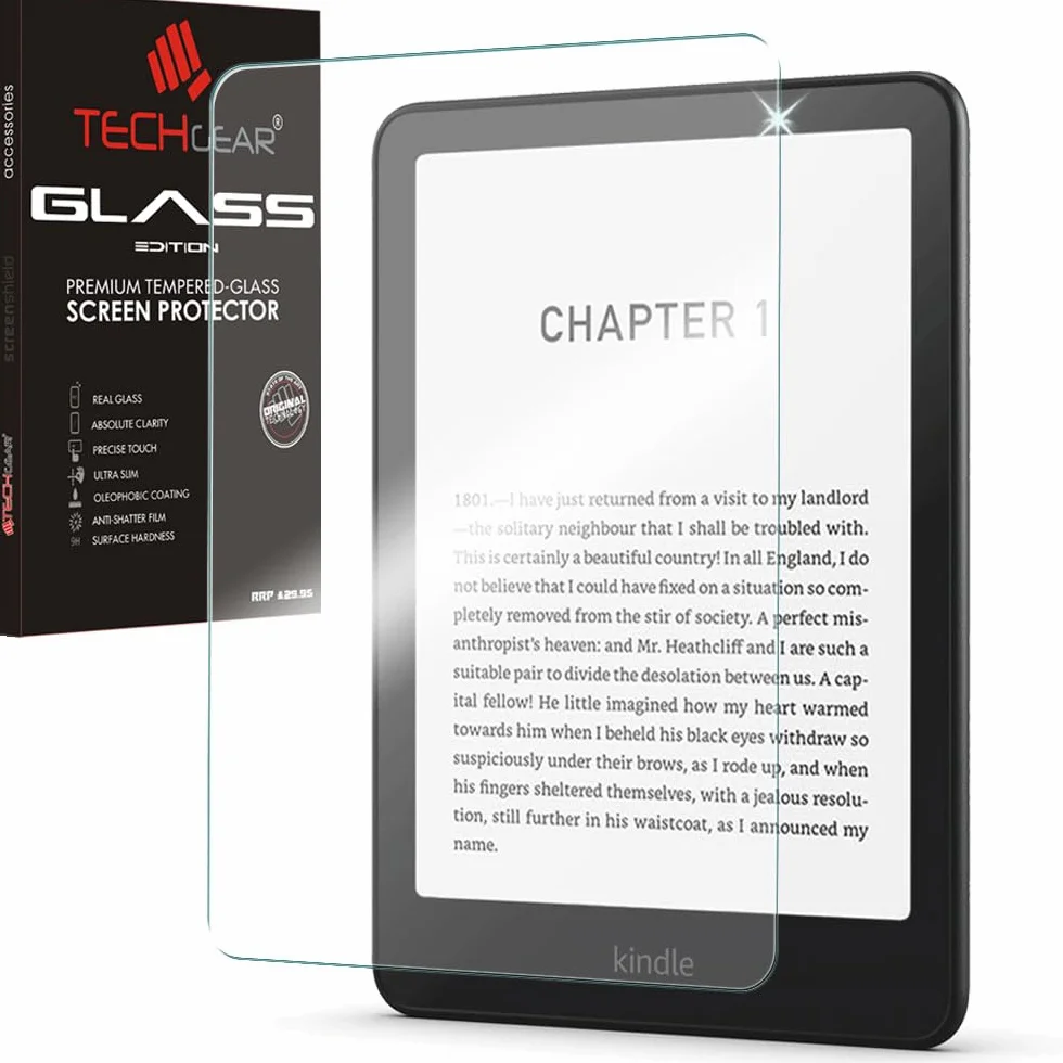 TECHGEAR Szkło ochronne na ekran do 17.8 cm Amazon Kindle Paperwhite/Signature/Kids/Kindle Colorsoft (2024 / 12. generacji), osłona ekranu ze szkła hartowanego [krystalicznie przejrzystość] [odporna