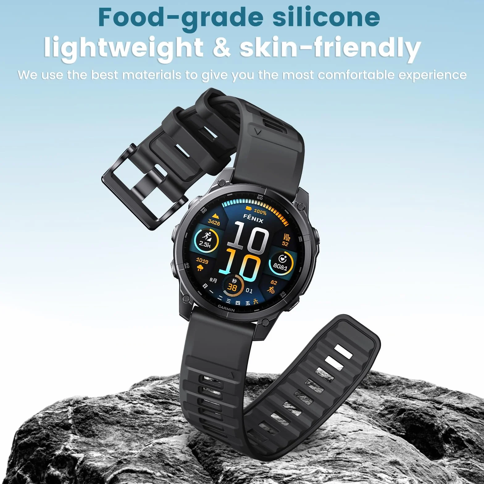 Pasek do zegarka Garmin Fenix 6X/6X Pro/8 51 mm/7X/7X Pro/3, Garmin Epix Pro Gen 2 51 mm, zapasowy pasek 26 mm Quick-fit Silikon do Fenix 5X/5X Plus/Descent MK1/MK 2i/MK 2