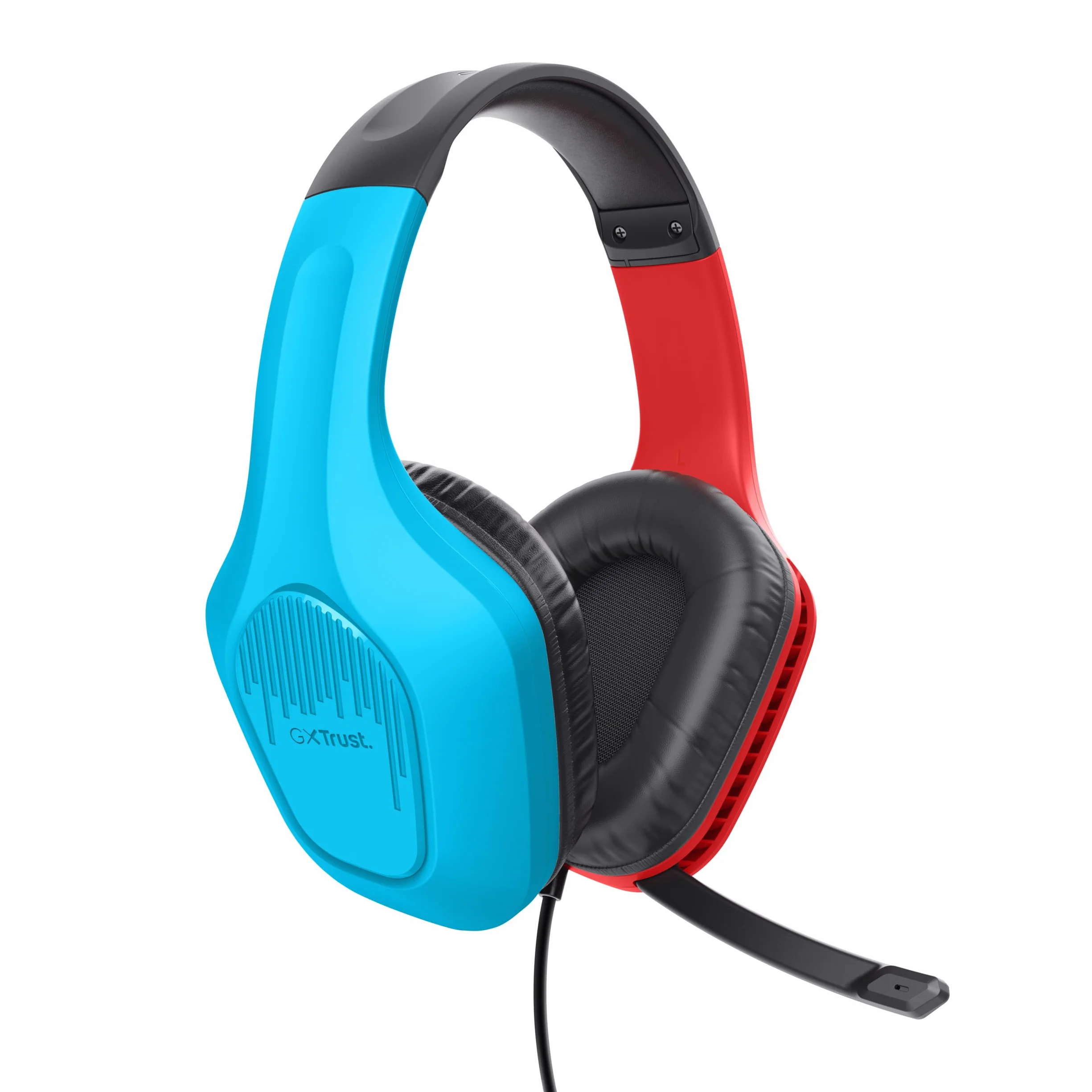 Trust Gaming GXT 416S Zirox Lekkie słuchawki do gier na Nintendo Switch ze sterownikami 50 mm, złącze 3,5 mm, składany mikrofon, słuchawki przewodowe 1,2 m, słuchawki nauszne - niebieski/czerwony