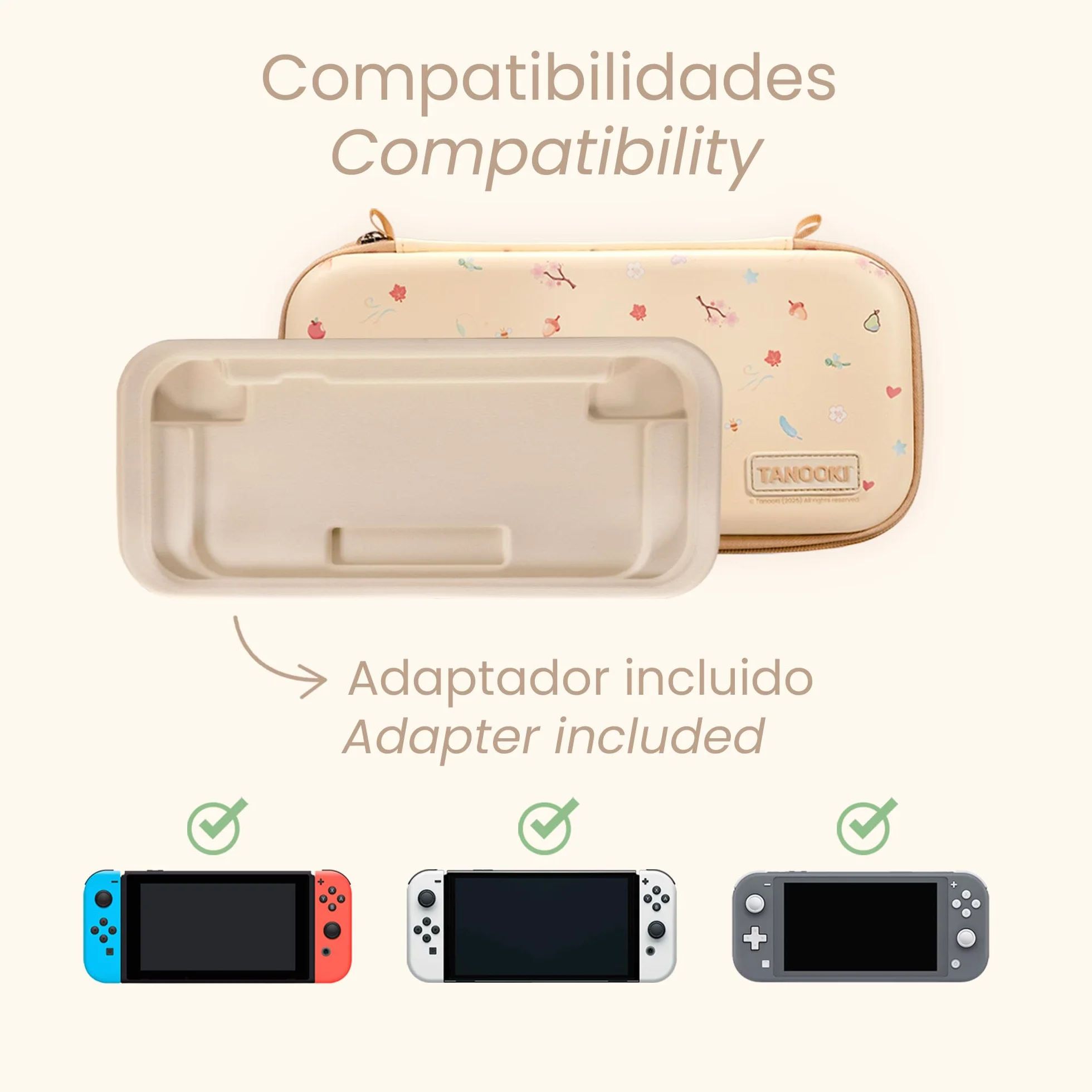 TANOOKI Torba do przenoszenia na Switch 2, piękny design, piękny pokrowiec na przełącznik 2, kompatybilny z przełącznikami/OLED/Lite, wnętrze do gier